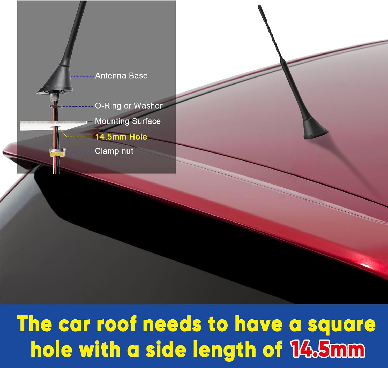 Eightwood DAB Car Aerial Splitter Amplified SMB Aerial Universal Roof Mount Digital DAB Antenna with 5M 16.4ft Extension Cable for DAB DAB+ AM/FM Car Radio Blaupunkt Pioneer Clarion Kenwood Alpine JVC