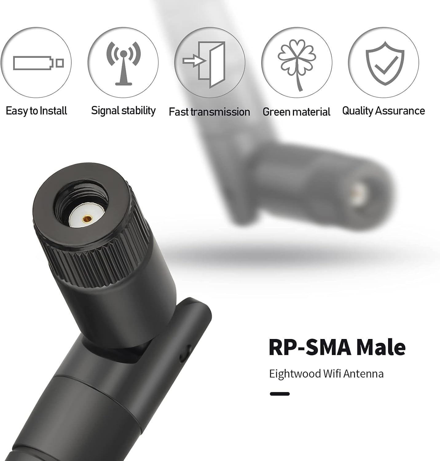 Eightwood WLAN Antenne 2.4G Antenne 5dBi Kipp-und-Schwenkbar RP SMA WLAN Antenne 2 Stücke für WiFi Card WLAN PCI Karten Wirelesse Router Bluetooth ZigBee MEHRWEG