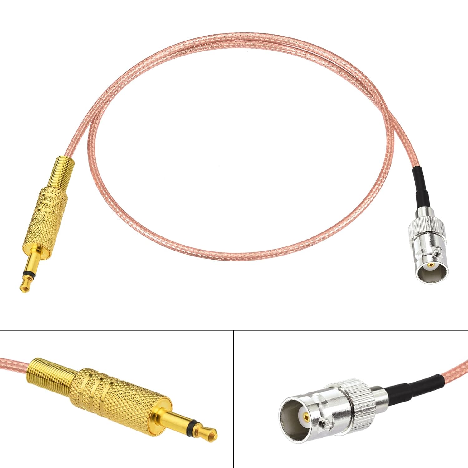 Eightwood BNC Female to 3.5mm 1/8” Mono TS Male Plug Stereo Adapter Coaxial Power Audio Cable 1.6 Feet for Shortwave Radio