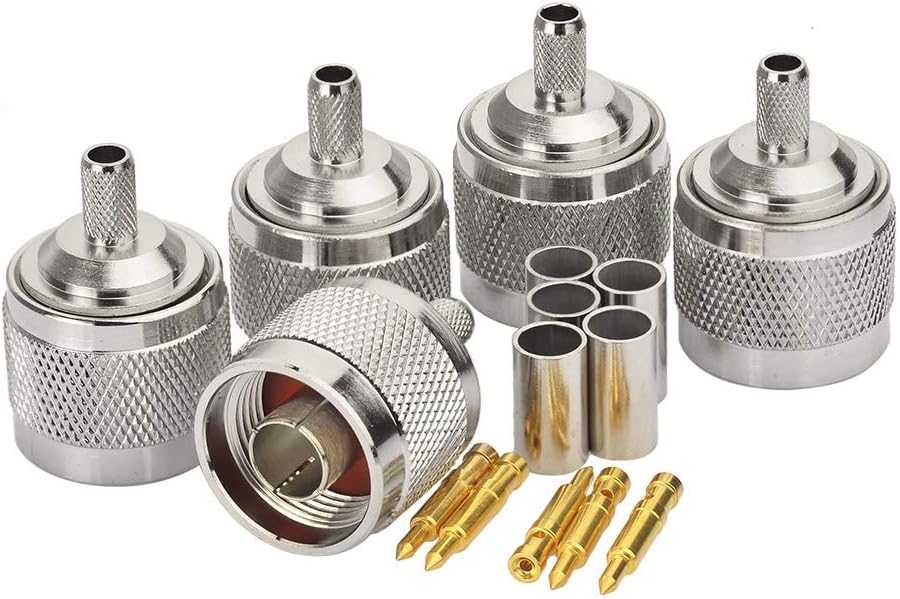 Eightwood N Stecker N Adapter Straight Crimp N Connector 5 Stücke für WLAN Antennekabel LMR195 RG58 RG400 RG142 4G DTV Industrieller 4G-Router WiFi Router MEHRWEG