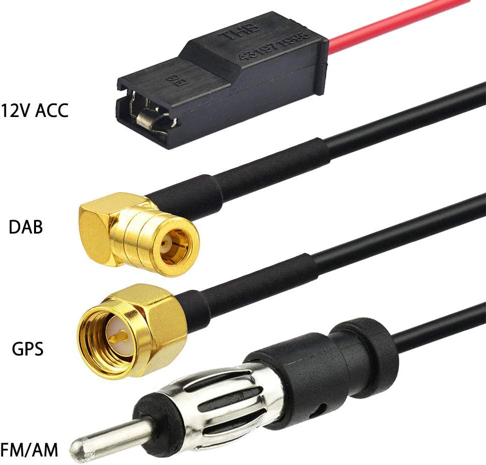Eightwood DAB/DAB+ Antenne Autoradio Antennensplitter AM/FM GPS Dachantenne Signal Amplifier Von KFZ Haifischflosse Antenne mit Verstärker Aktive Autoantenne + 5M Extension Kabel SMB RG174 MEHRWEG