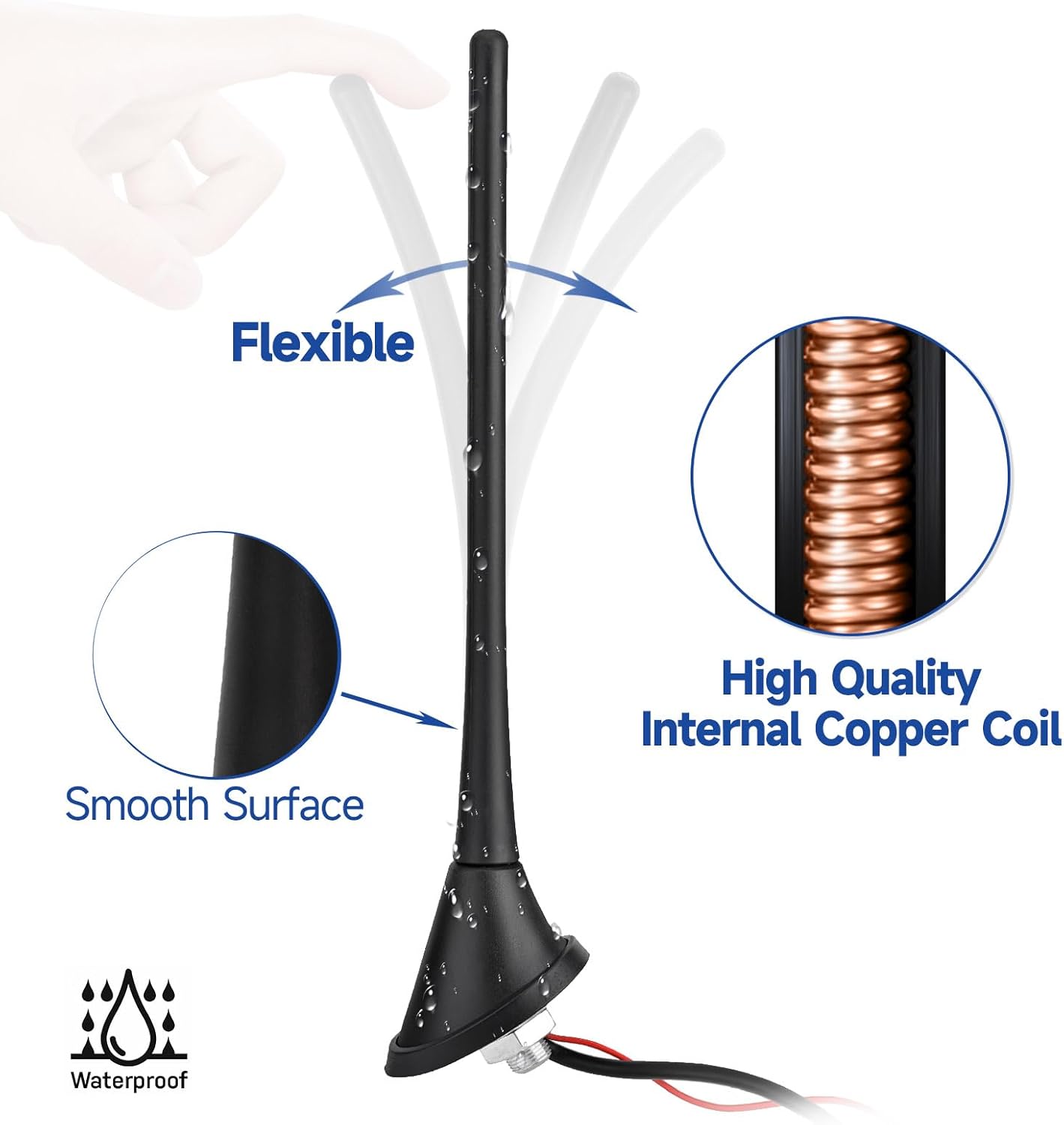 Eightwood Auto antenne Dach Aktive Antenne Auto mit Verstärker fm am Autoradio antenne kurz + 5M Kabel für Auto LKW SUV Stereo Receiver Media Head Units Digital Radio FM Tuner usw.