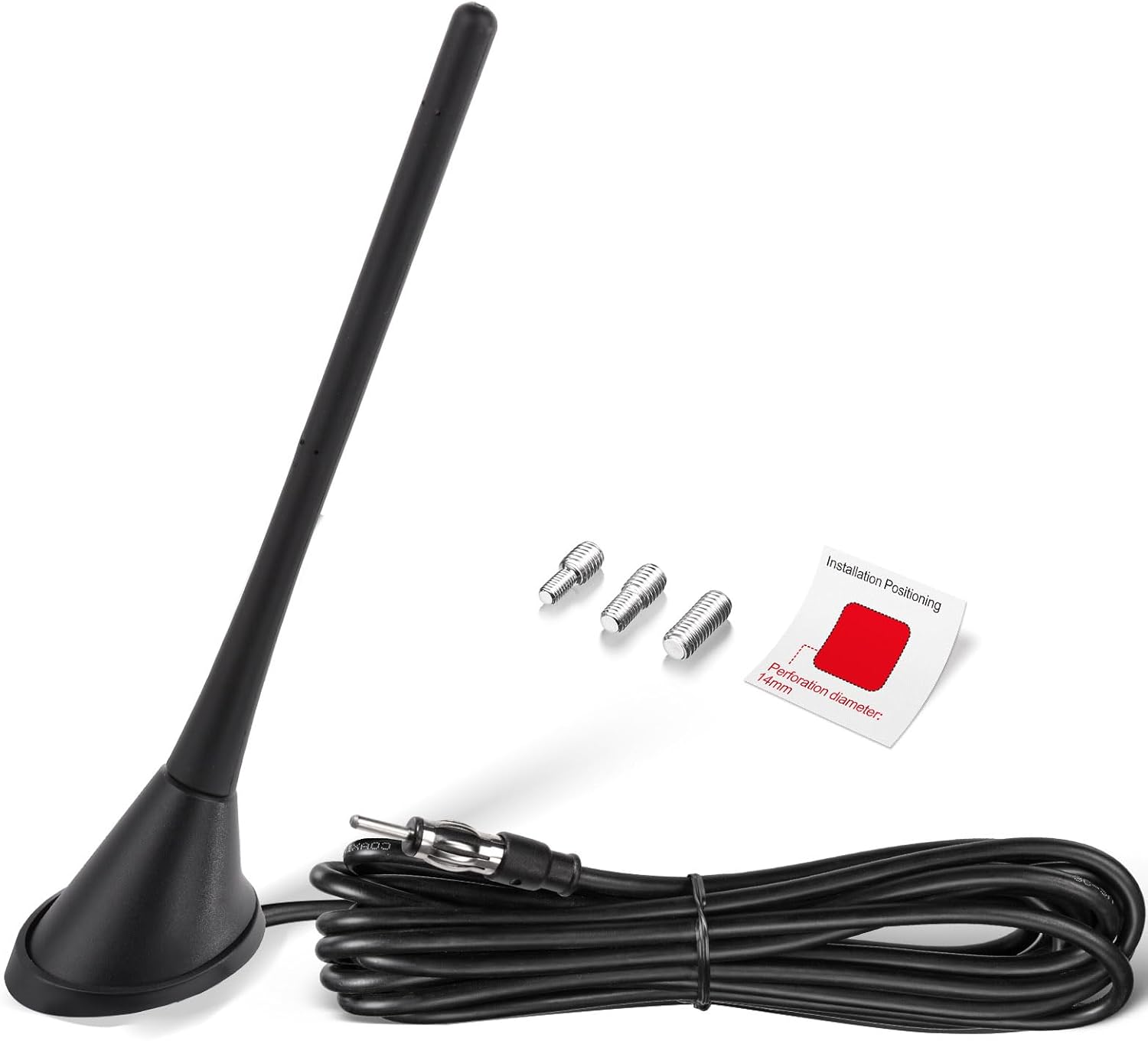 Eightwood Autoradio Antenne FM AM Radio Antenne Auto DIN-Radioantenne Dach 500cm Verlängerungskabel für Auto LKWs SUV Digital Radio FM Tuner