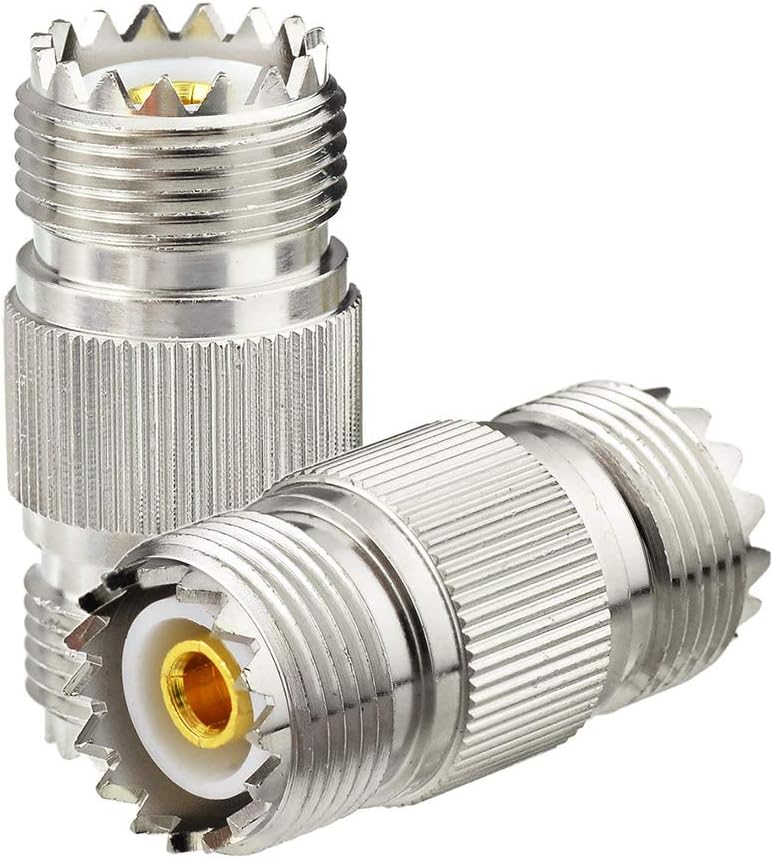 Eightwood SO239 to SO239 Coax Connector Adapter UHF Female to Female Coupler 2-Pack for CB Amateur Radio Antenna