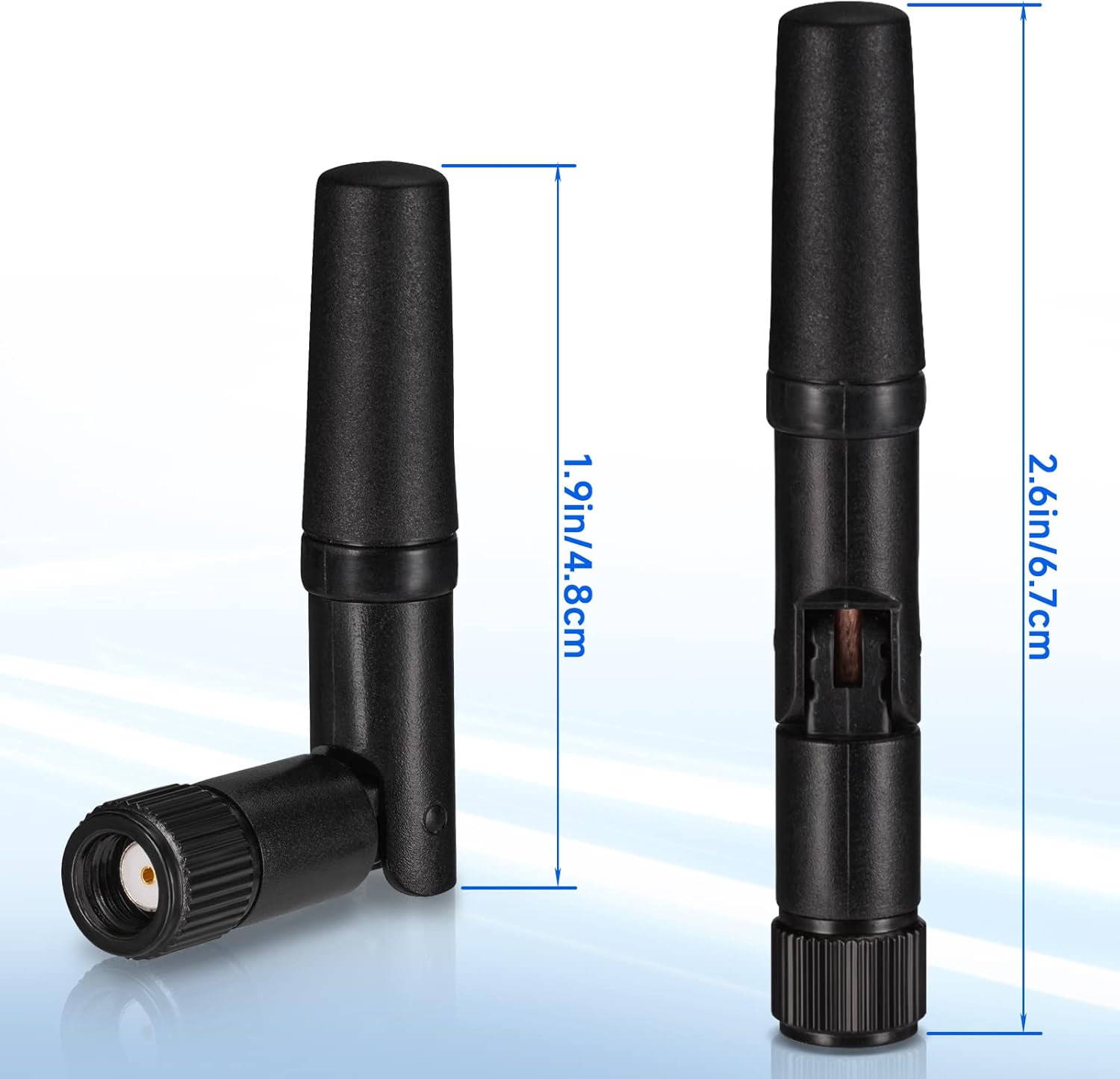 Eightwood Small WiFi Antenna Dual Band 2.4GHz 5GHz RP-SMA Antenna 2pcs for PC Desktop Computer PCIe Card WiFi Router Wireless Back Up Camera