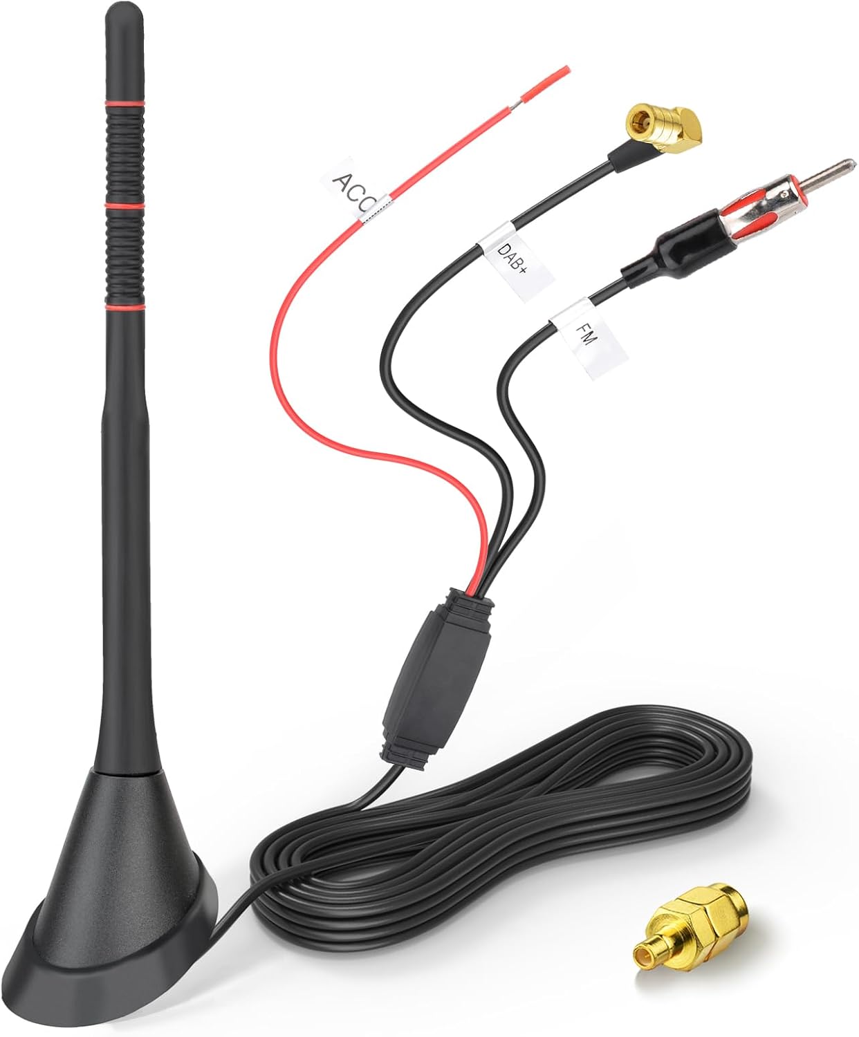 Eightwood DAB DAB+ Antenne Auto Digital Radio Aktive DAB FM Antenne Auto Dachantenne Autoantenne mit Verstärker Auto Signal Amplifier 5M Verlängerung Kabel für Pioneer Sony Digital Radios Tuner