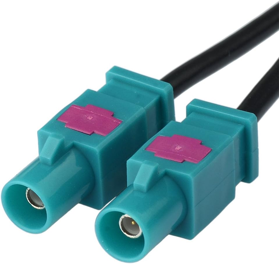 Eightwood AM/FM DAB Antenne Fakra Adapter DIN Stecker auf Dual Fakra Z Stecker DAB Splitter mit Amplifier Power Kabel 30cm für Ham Radio Blaupunkt Pioneer Clarion Alpine MEHRWEG