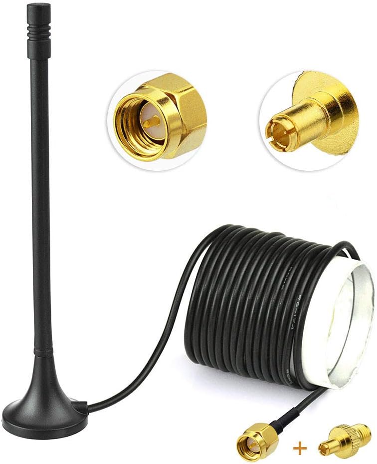 Eightwood Antenne SMA Antenne 3.5 dBi SMA TS9 Stecker Adapter Magnetfuß Omni mit RG174 3M Kabel Kompatibel für GSM GPS WLAN Bluetooth WiFi Router Wireless MEHRWEG