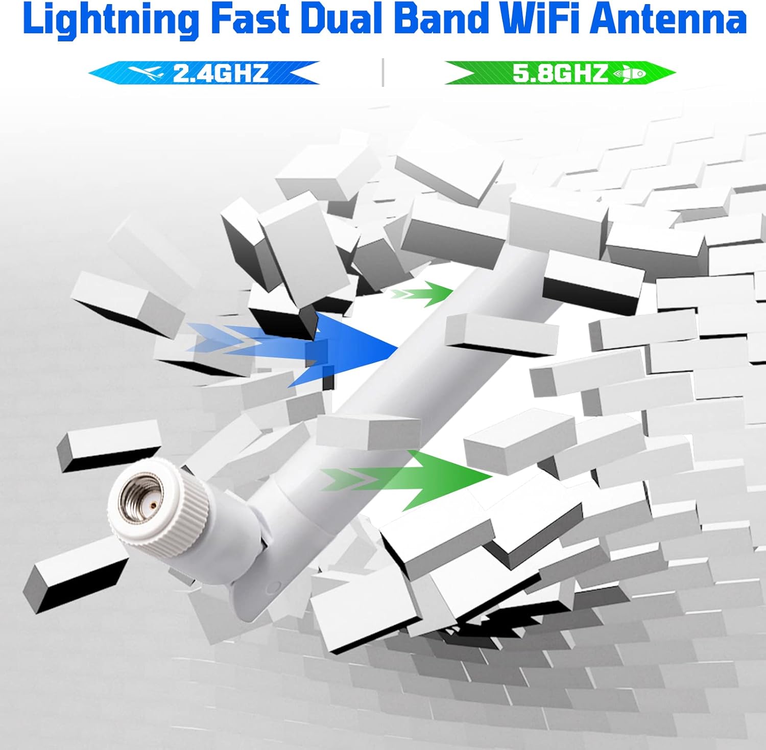 Eightwood WiFi Antenne 2.4G/5.8G 6dBi WLAN antenne Dual Band RPSMA Antenne Überwachungskamera für Wireless AV Video Audio Receiver HDMI Extender Netzwerk Router IoT Gateway WiFi AP Hotspot Modem