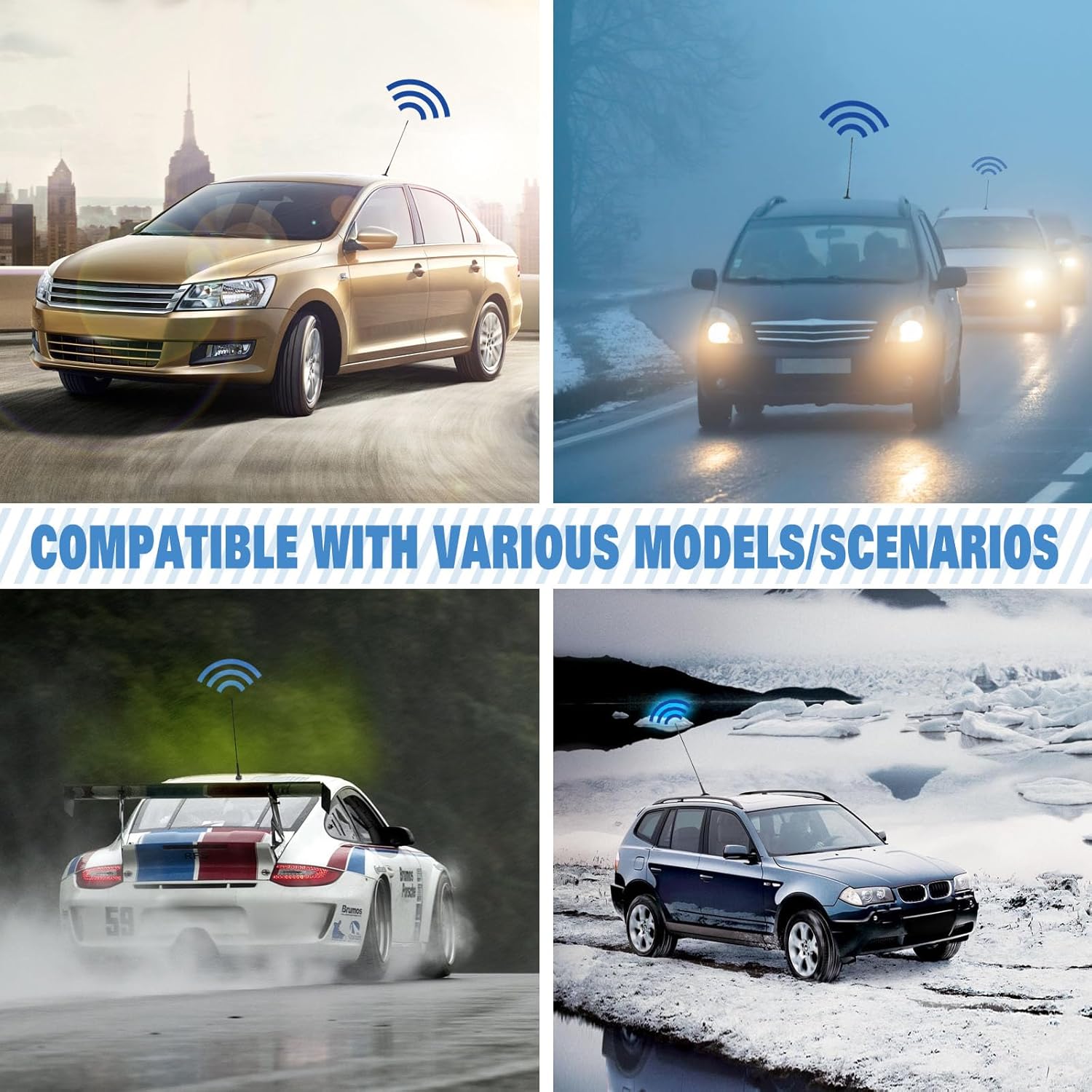 Eightwood Autoantenne Auto Dachantenne FM DAB Autoradio Antenne 41CM Universal Car Roof Antenna M6 Adapter mit FM/AM/DAB Reception Auto Radio