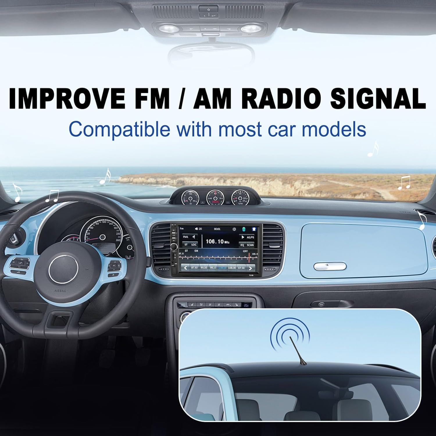 Eightwood Autoradio Antenne FM AM Radio Antenne Auto DIN-Radioantenne Dach 500cm Verlängerungskabel für Auto LKWs SUV Digital Radio FM Tuner