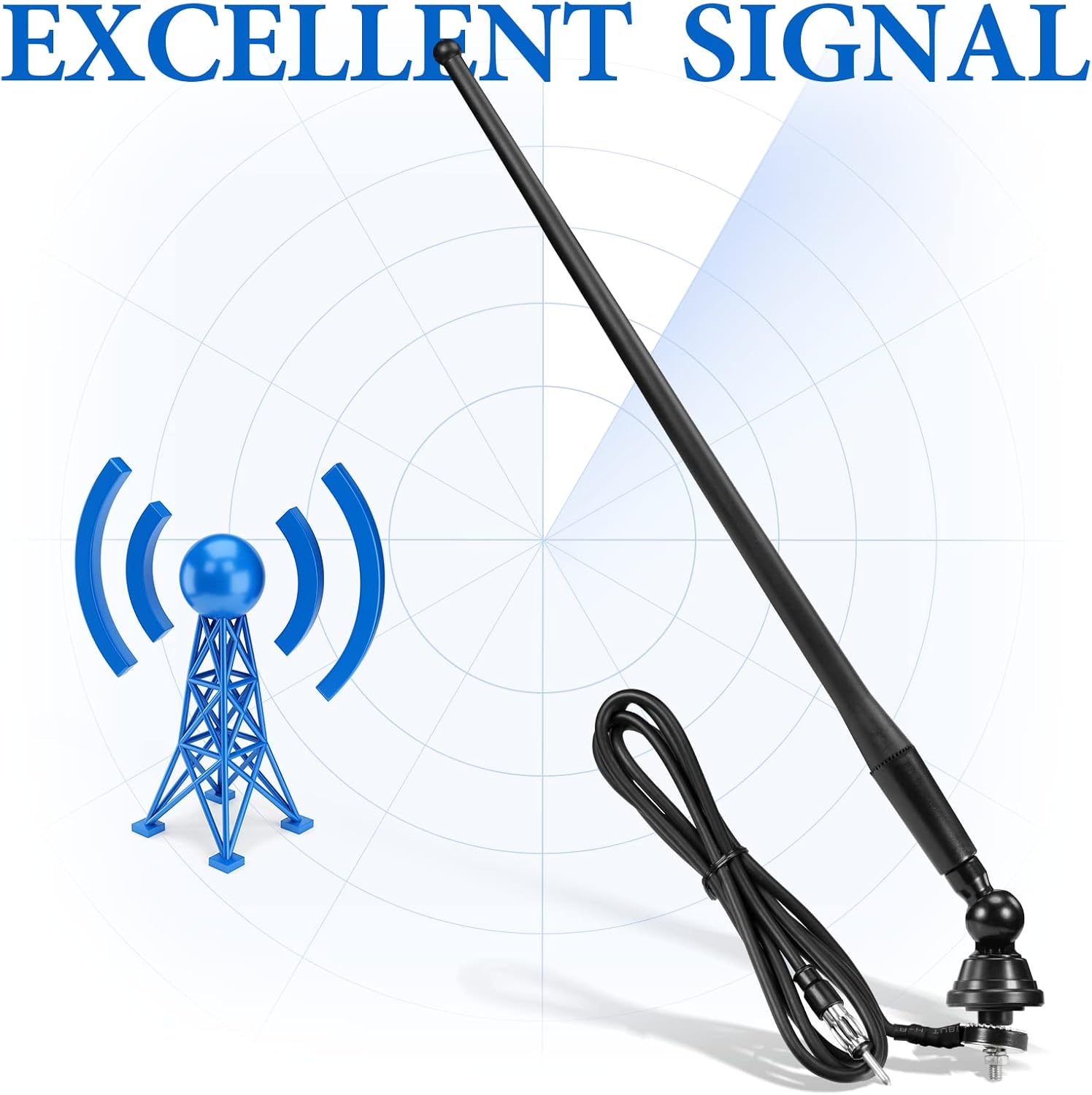 Eightwood Marine-Radioantenne, wasserdicht, AM-FMM-Antenne, kann verwendet werden für Boot, Auto, LKW, Wohnwagen, Wohnmobil, Yacht