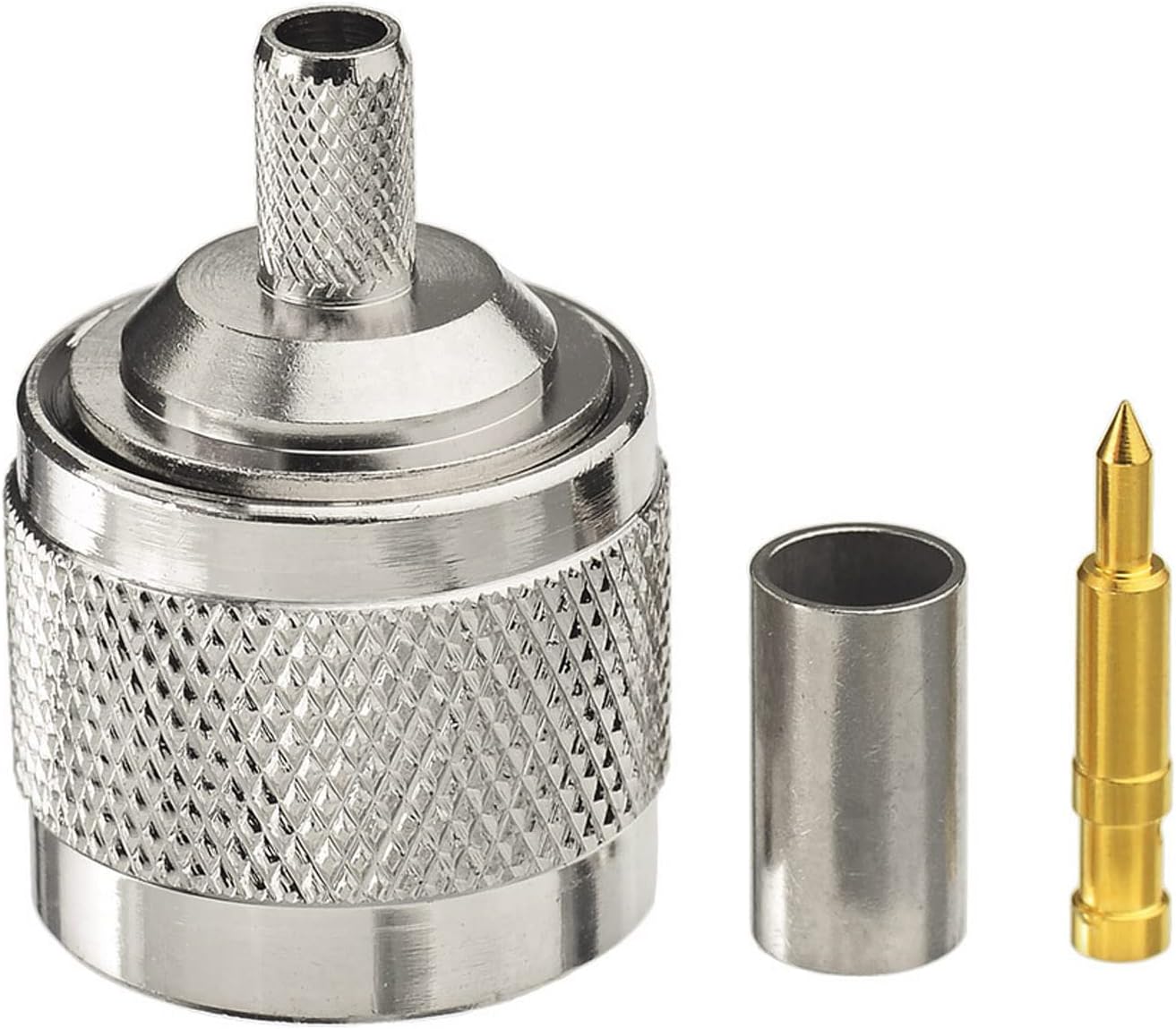 Eightwood N Male Plug Crimp RF Connector 50 ohm for RG58 RG142 LMR195 Cable (5-Pack)