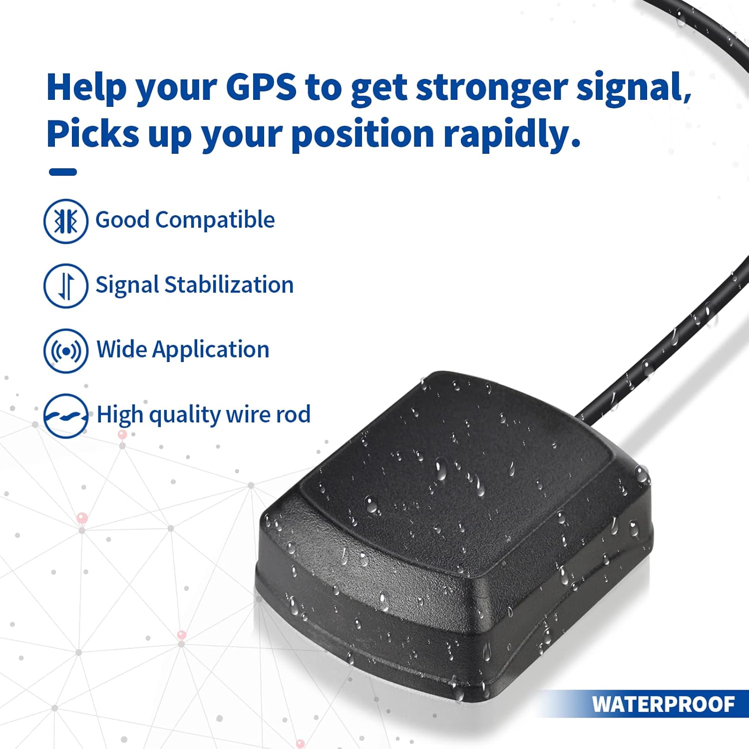 Eightwood GPS Antenne Fakra C Adapter Right Angle mit 3 Meter GPS Fakra Antenne Kompatibel mit VW Golf Passat GPS Navigation System GPS Receivers Auto DVR GPS Modul Tracking Antenne