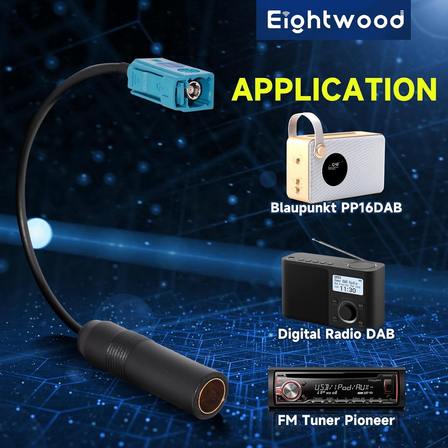 Eightwood DAB Car Aerial Cable Fakra"Z" to DIN Female Pigtail Cable RG174 6inch 15cm for AM/FM DAB+ Blaupunkt Pioneer Clarion Kenwood Alpine JVC