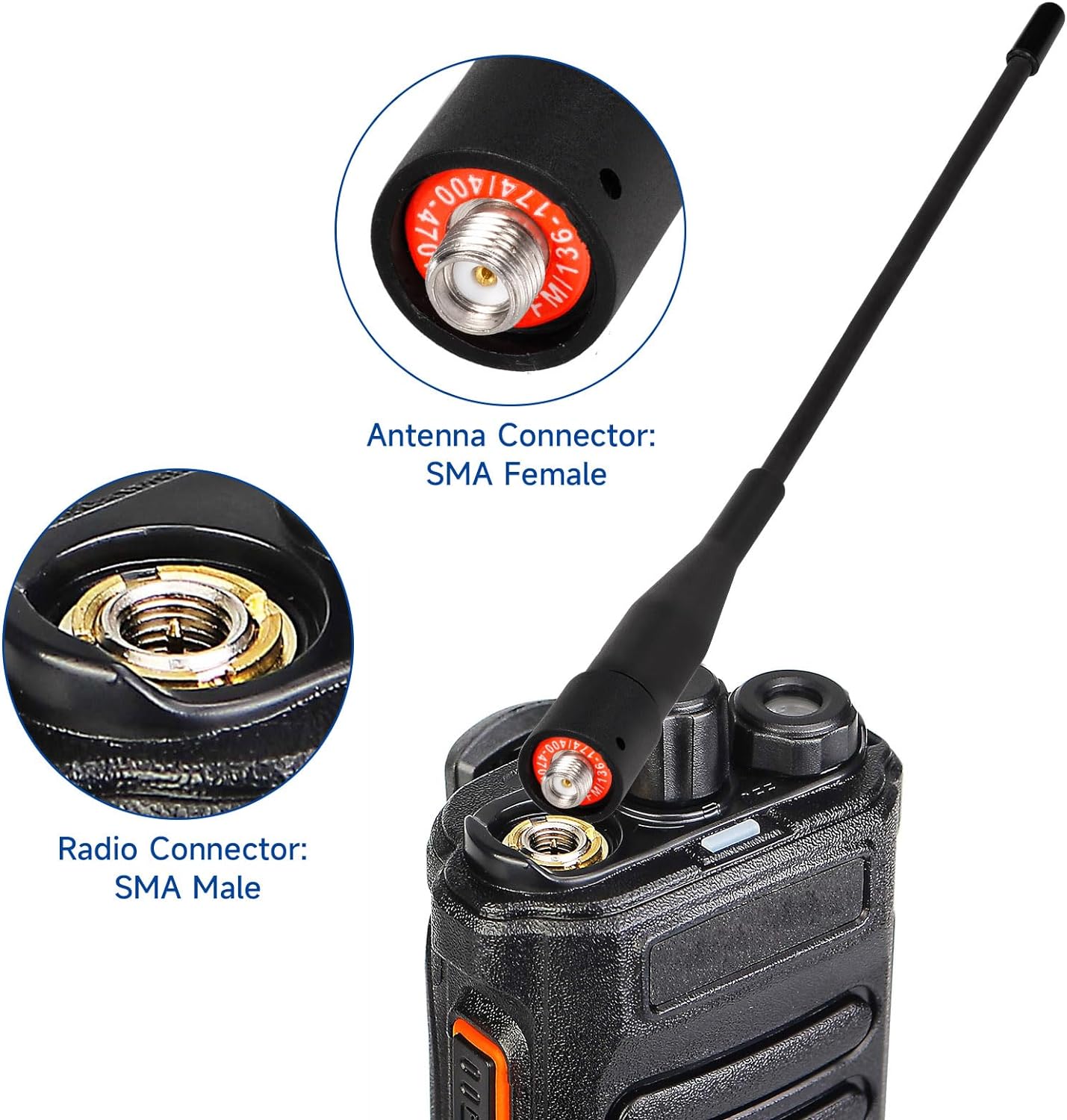 Eightwood Two Way Radio Antenna 6in, VHF/UHF Dual Band SMA Female Flexible Handheld Ham Radio Antenna 2-Pack for Baofeng Walkie Talkie UV-5R UV-82 Yaesu FT-65