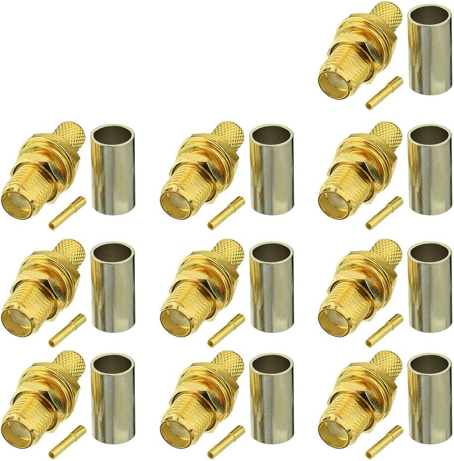 Eightwood SMA Jack Buchse Schott Gerade Panel Crimp für RG58 LMR195 Kabel Drahtlose Wlan 4G Wifi Antennenverlängerungskabel Wifi Kamera 10 stücke MEHRWEG
