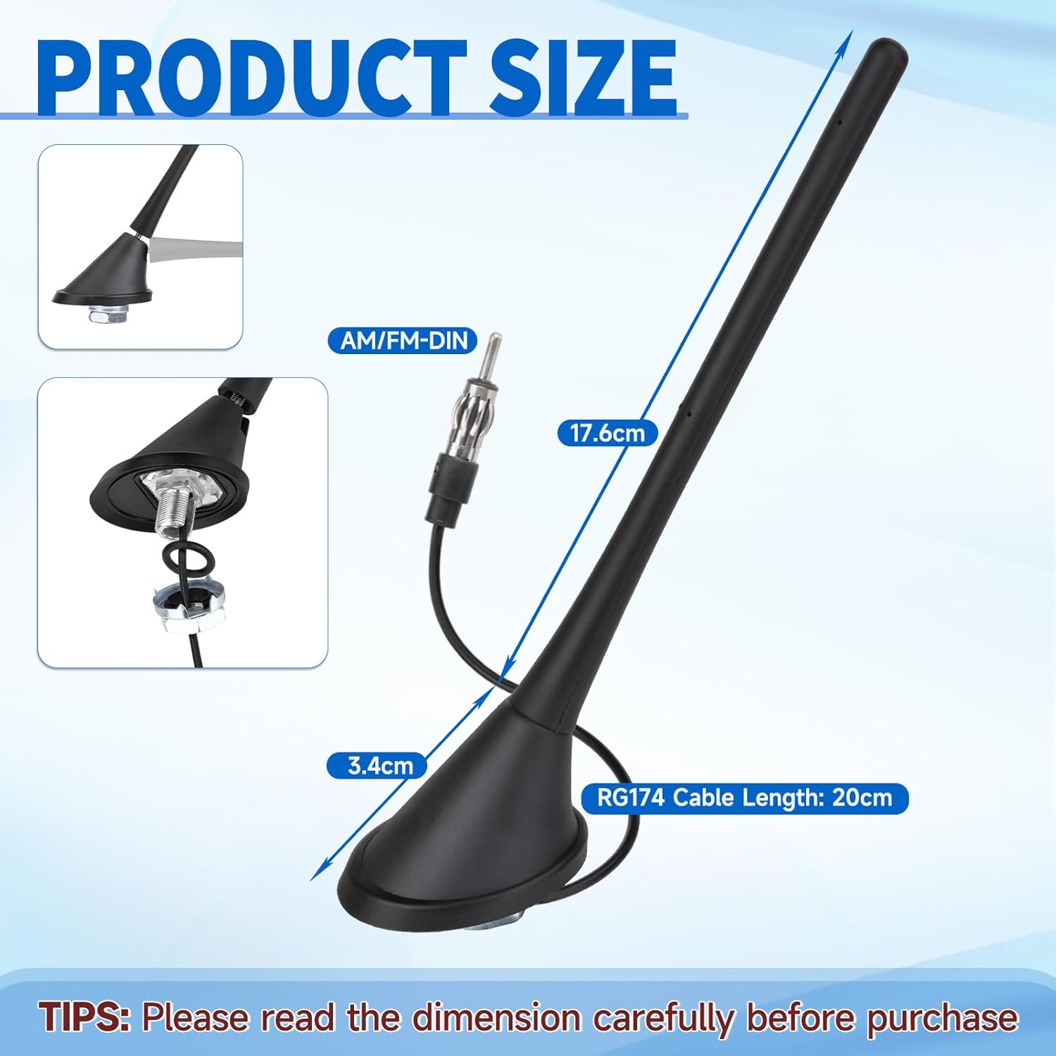 Eightwood Autoantenne Dach FM AM Antenne Autoradio Autoantenne Kurz + 20cm Verlängerungskabel für Auto LKW SUV Stereo Receiver Media Headdunits Digital Radio FM Tuner