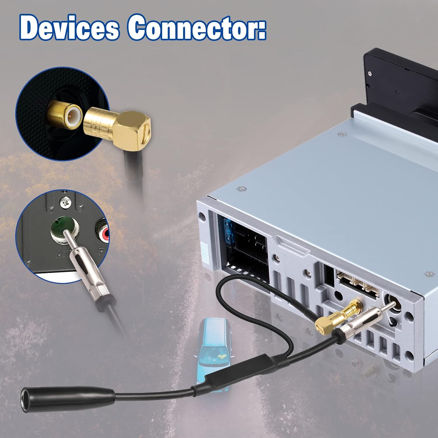 Eightwood DAB+ Antenne Splitter SMB Adapter DIN Stecker Auto Radio DAB Antenne für Auto Radio TechniSat Pioneer Sony Alpine MEHRWEG