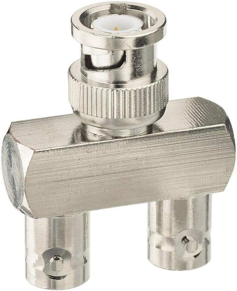 Eightwood BNC Splitter Adapter BNC Male to Dual BNC Female Tee Type 3 Way Audio RF Coax Connector