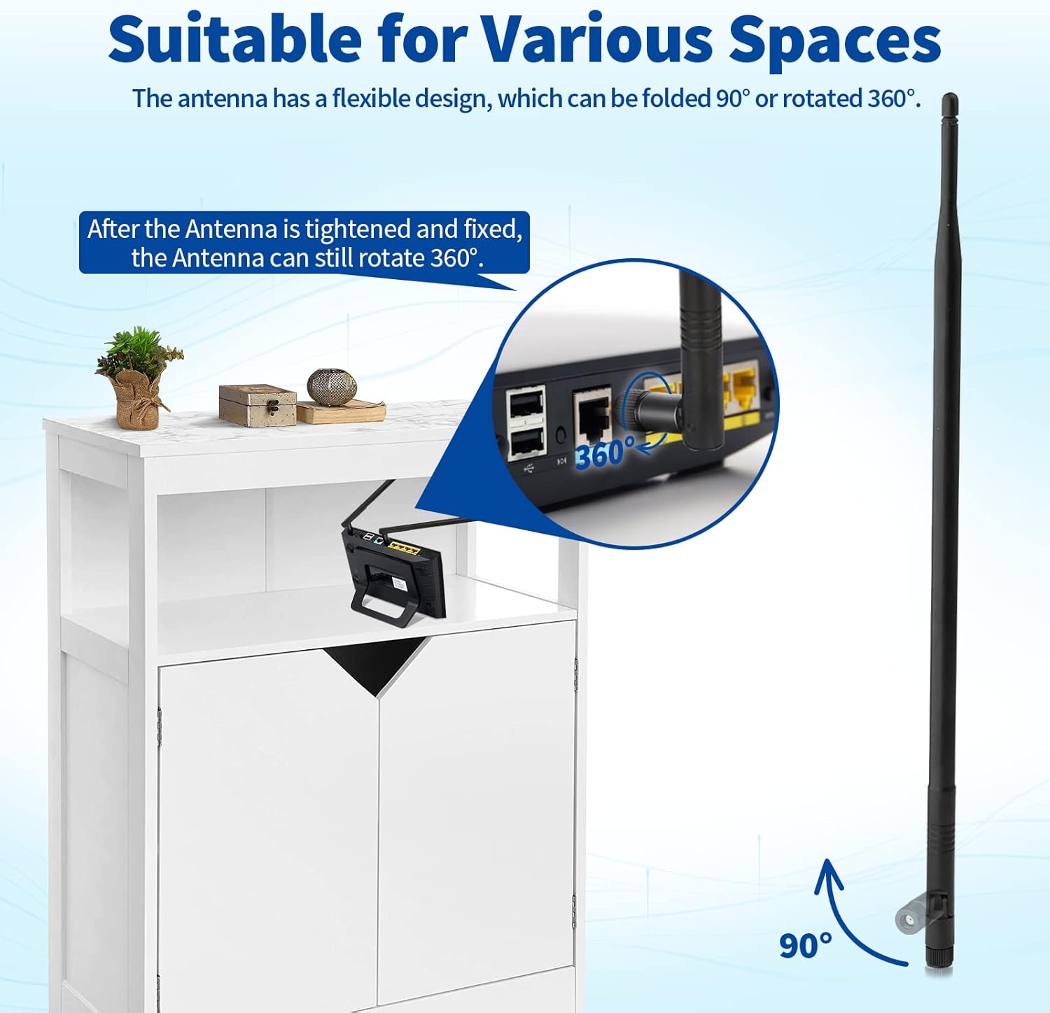 Eightwood WLAN Antenne 2.4G Antenne 12dBi Kipp-und-Schwenkbar RP SMA WLAN Antenne 2 Stücke für WiFi Card WLAN PCI Karten Wirelesse Router Bluetooth ZigBee MEHRWEG