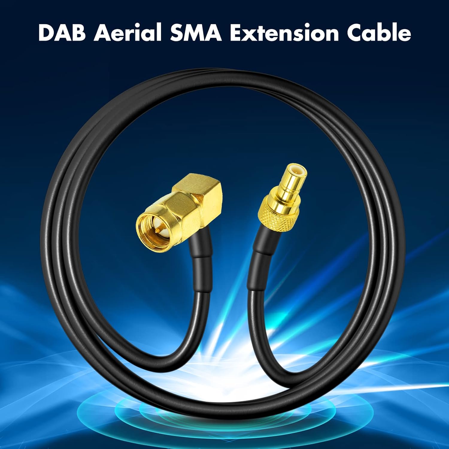 Eightwood DAB+ Antenna Adapter SMA Male to SMB Adapter SMA Cable RG174 50 cm 1.6 ft DAB Antenna Cable for Blaupunkt Beat TechniSat Pioneer Sony Alpine Multi-Way