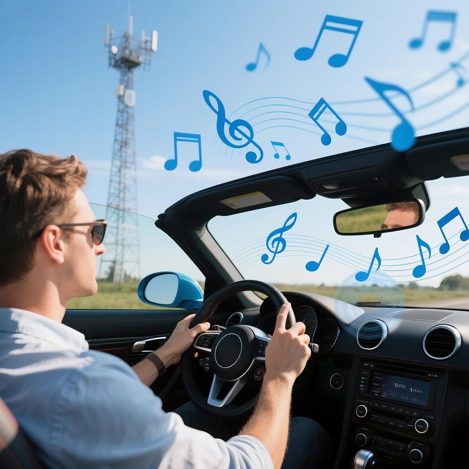 Eightwood Autoradio Antenne FM Antenne Auto Radio Patch-Antenne Windschutzscheibenantenne UKW Antenne mit Verlängerungskabel 300cm + DIN Stecker für Autos Radios SKU LKWs Boot Universalantenne