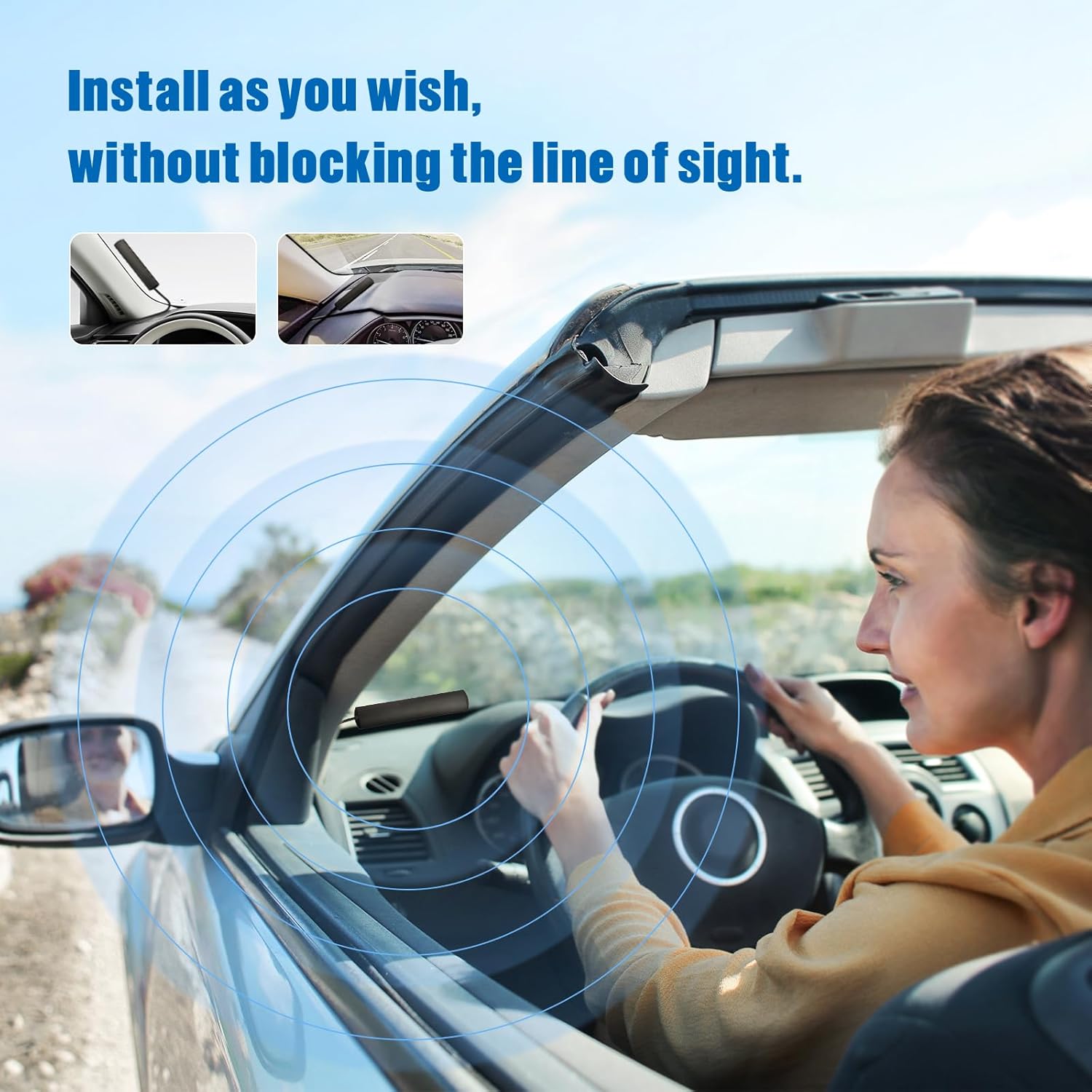 Eightwood Car Radio Antenna FM Antenna Car Radio Patch Antenna Windscreen Antenna FM Antenna with Extension Cable 300 cm + DIN Plug for Cars Radios SKU Trucks Boat Universal Antenna