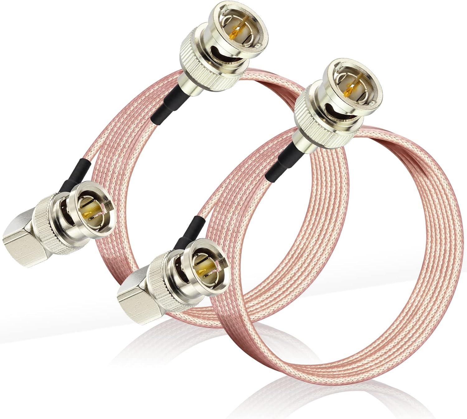 Eightwood SDI Cable 2 Pieces BNC Angle Plug to BNC Male 75 Ohm RG179 1 m 3 ft for BMCC Video Blackmagic Camera BMPCC HD SDI CCTV Flexible Multi-Way