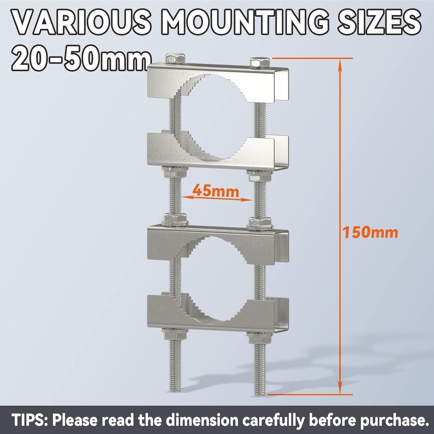 Eightwood Doppel Antenne Mast Klemme U Kiefer Block, für Mast zu Mast Montage (2 Set) U-Bolzen Montage Hardware für TV CB Schinken Antenne Angelruten Arasol Flaggen
