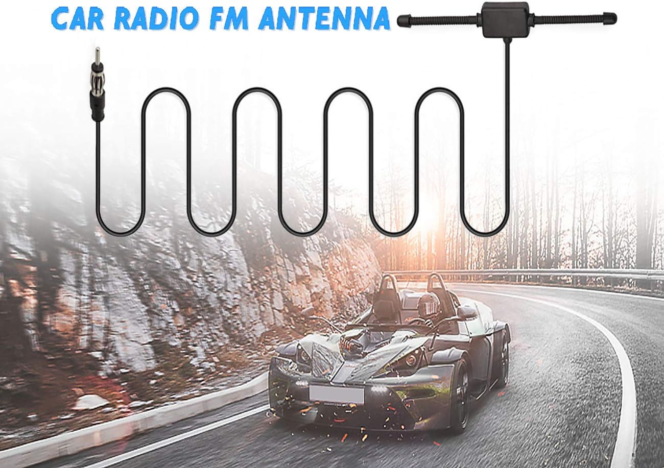 Eightwood Autoradio Antenne FM Car Radio Antenne Radio Patch Windschutzscheiben Paste Antenne FM 300cm Kabel + DIN Buchse 41585 auf ISO Adapter für Autos Radios LKWs Universal MEHRWEG