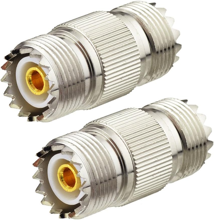 Eightwood SO239 to SO239 Coax Connector Adapter UHF Female to Female Coupler 2-Pack for CB Amateur Radio Antenna