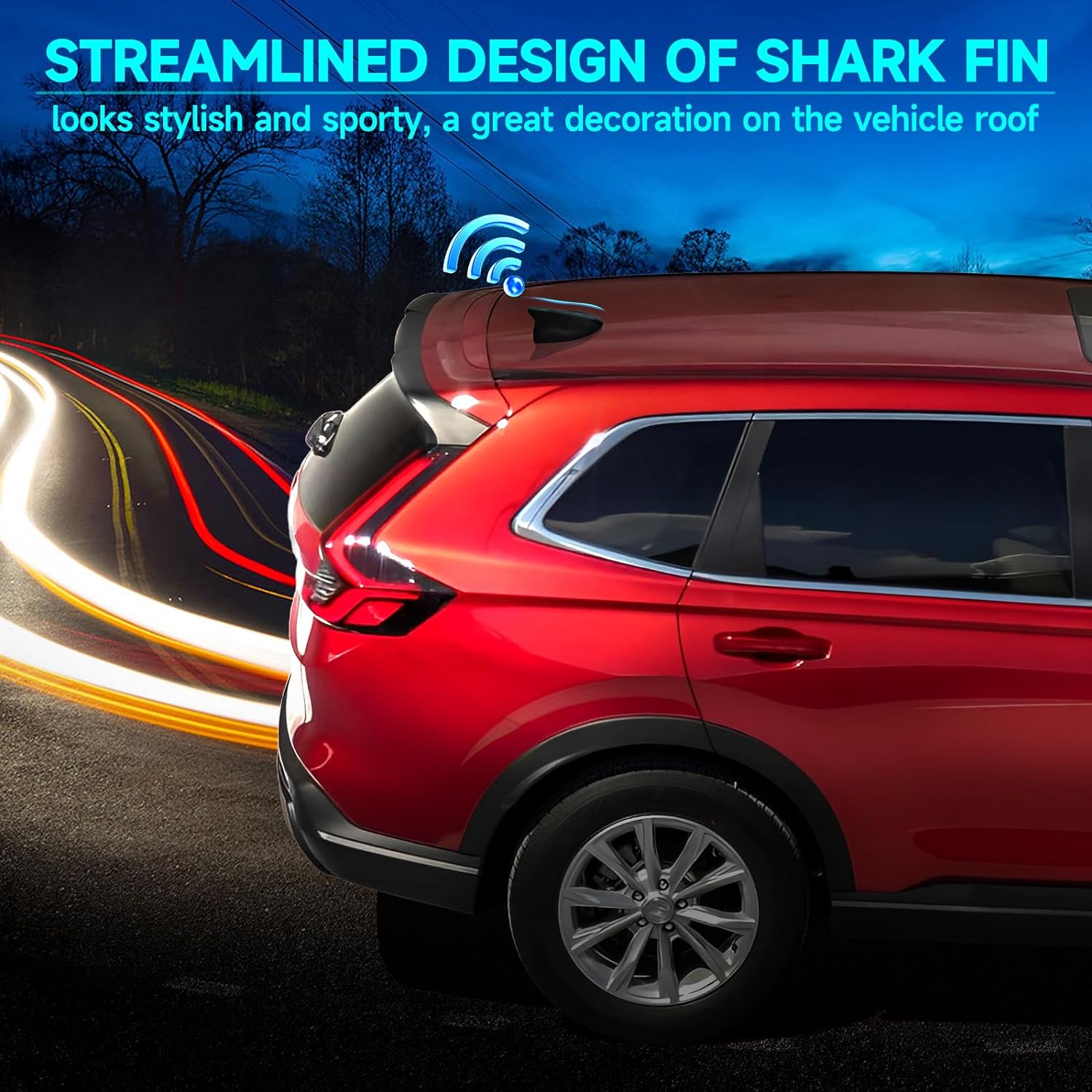 Eightwood Shark Fin Antenna Cover, Car AM/FM Radio Antenna Topper, Roof Mount Antennae with Adhesive Tape for Car Truck SUV, Black