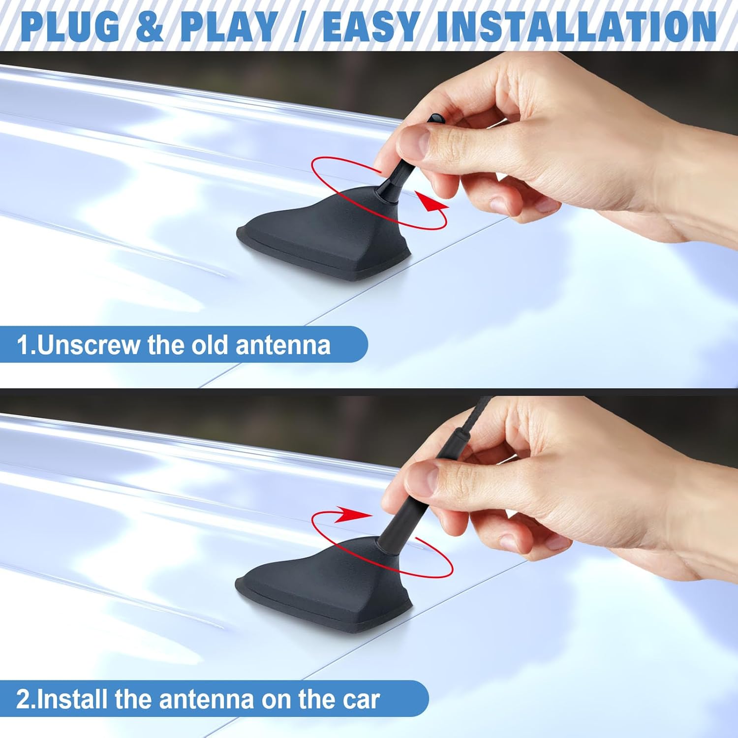 Eightwood Autoantenne Auto Dachantenne FM DAB Autoradio Antenne 41CM Universal Car Roof Antenna M6 Adapter mit FM/AM/DAB Reception Auto Radio