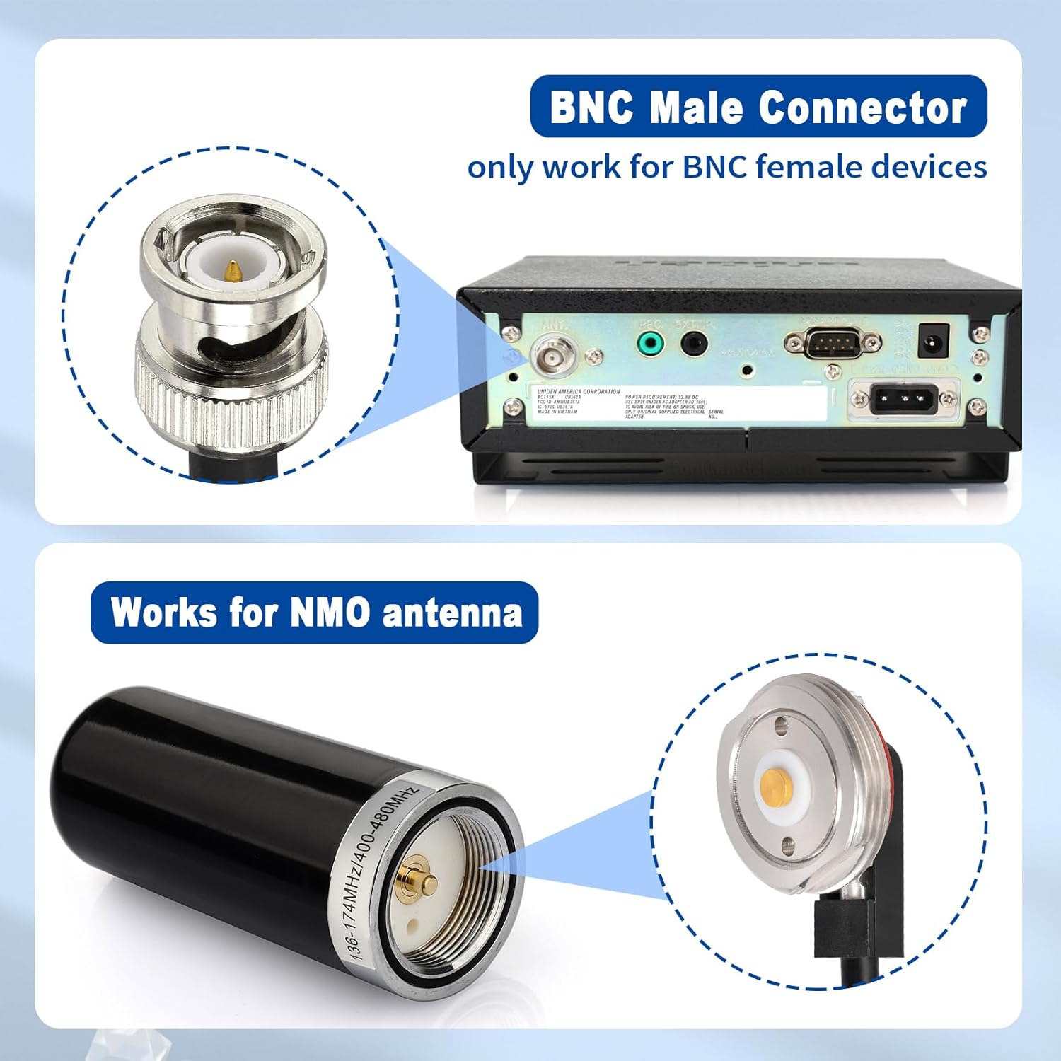 Eightwood NMO Antenna Mount to BNC Male Coax Connector Extension Cable RG58 16.4 Feet + L Shape Bracket for CB & Handheld Radio,Radio Antenna,Radio Scanner