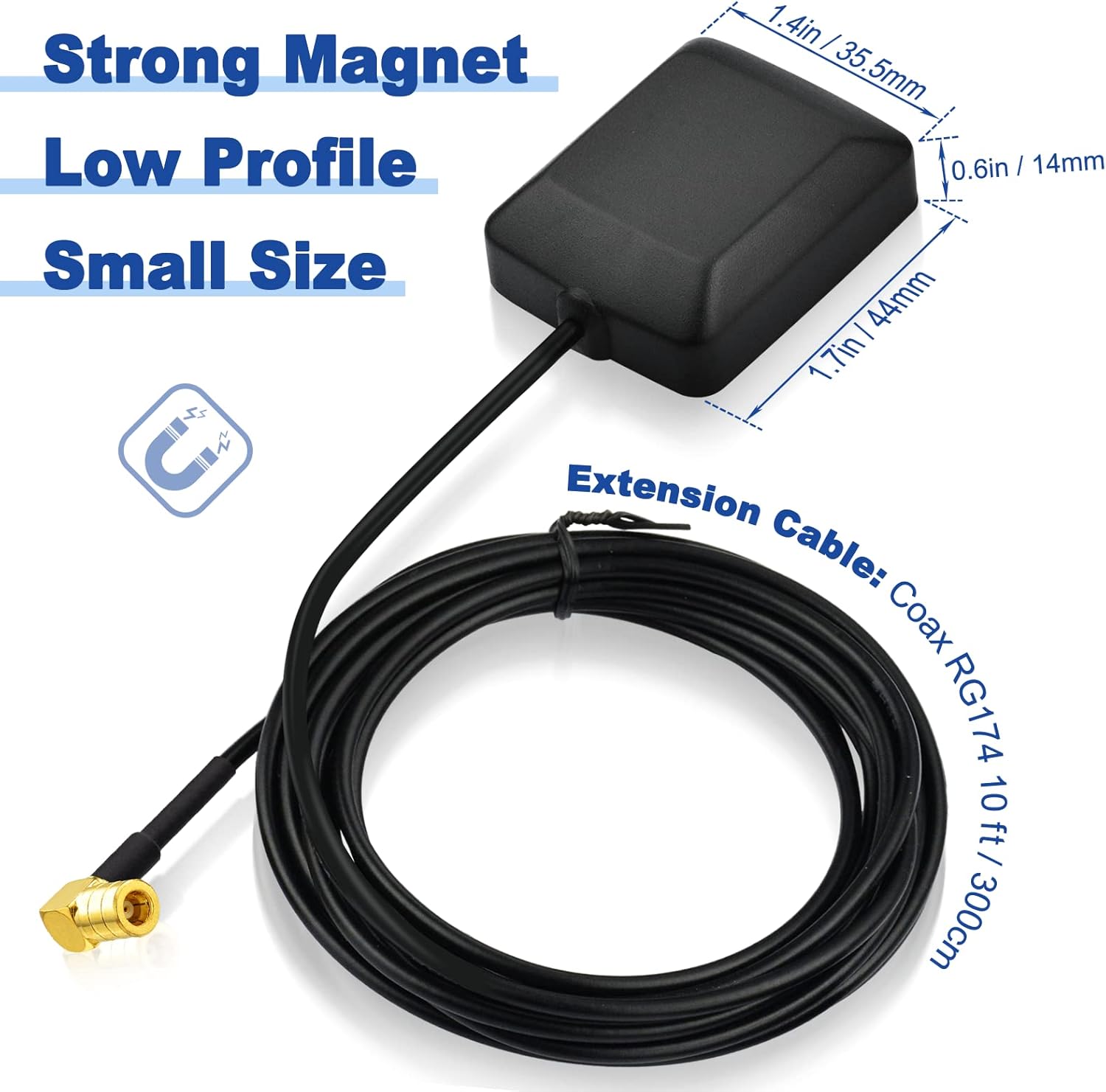 Eightwood Mini Satellite Radio Antenna SMB Right Angle Connector Compatible with Sirius XM Car Vehicle Truck RV HD Hi-Fi Radio Stereo Receiver Tuner 2320-2345MHz
