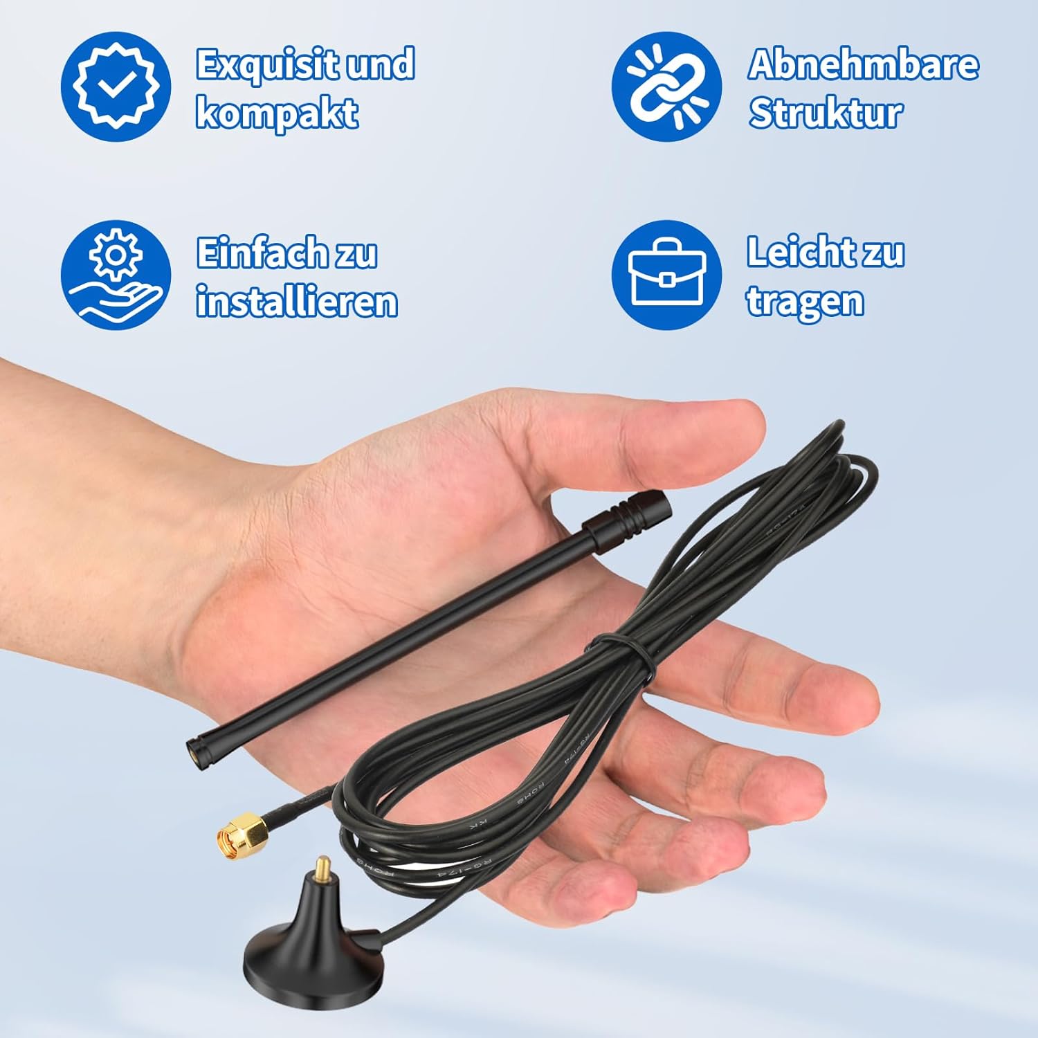 Eightwood 3G 4G Antenna 850-960/1710-2170 MHz Antenna + 3M SMA Antenna Cable for 3G 4G LTE Mobile Router Modem Camera GSM Hotspot etc. Pack of 2