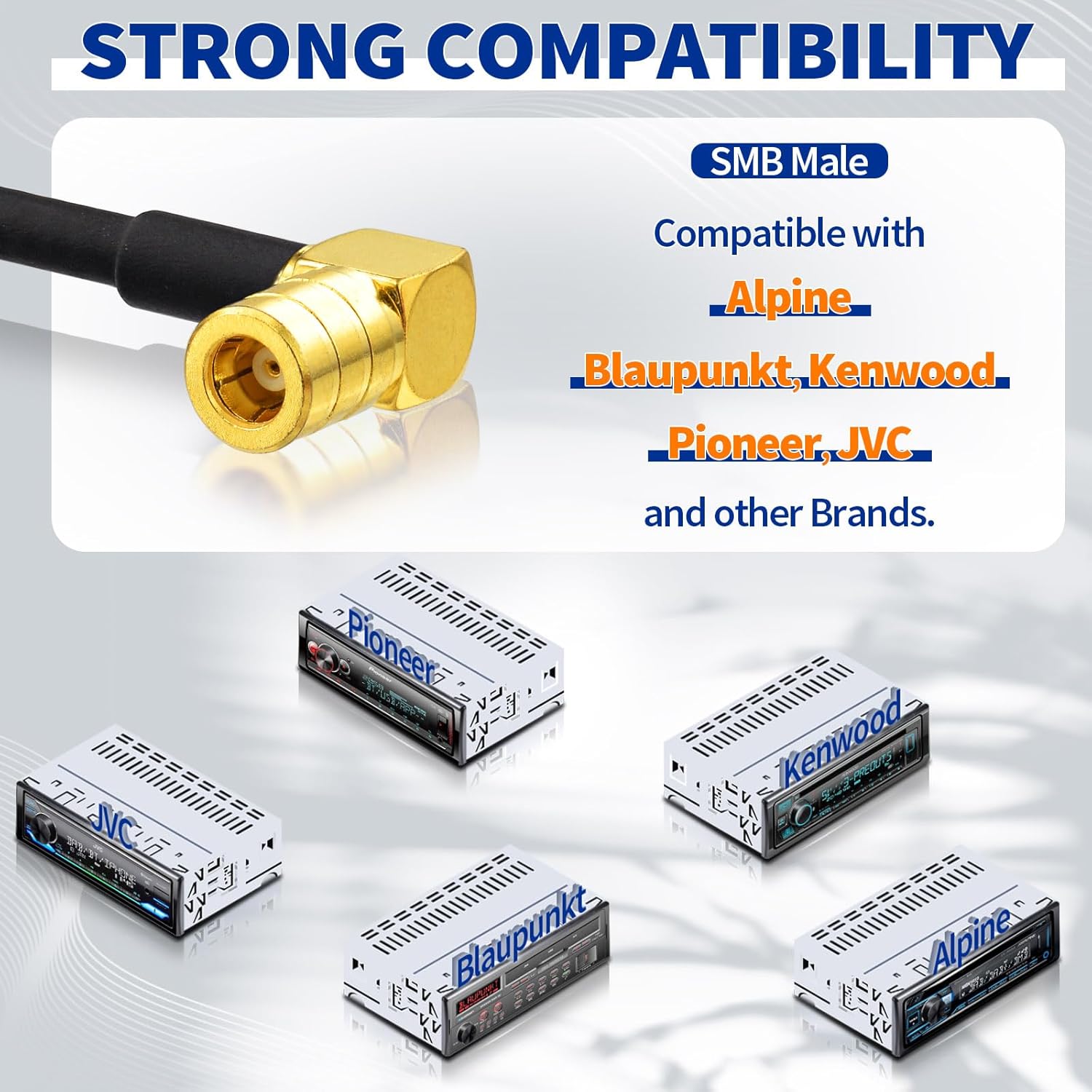 Eightwood DAB Antenne Auto FM AM SMB Digtial DAB Autoradio Antenne mit 3 Meter DAB Scheibenantenne Glass Mount für Blaupunkt Pioneer Clarion Alpine