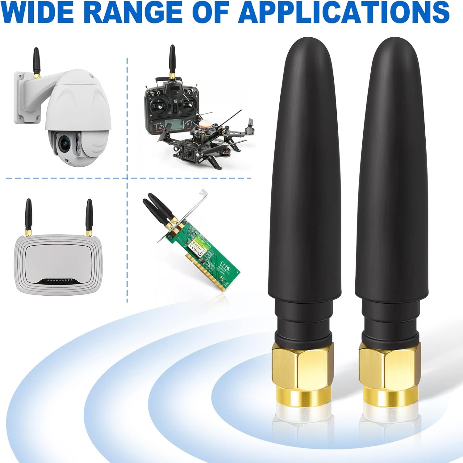 Eightwood WiFi-Antenne, Kleine 2,4 G/5 G RP SMA Antenne, Leichter Stecker, Omnidirektional, Anwendbar auf Computer USB WLAN FPV Adapter