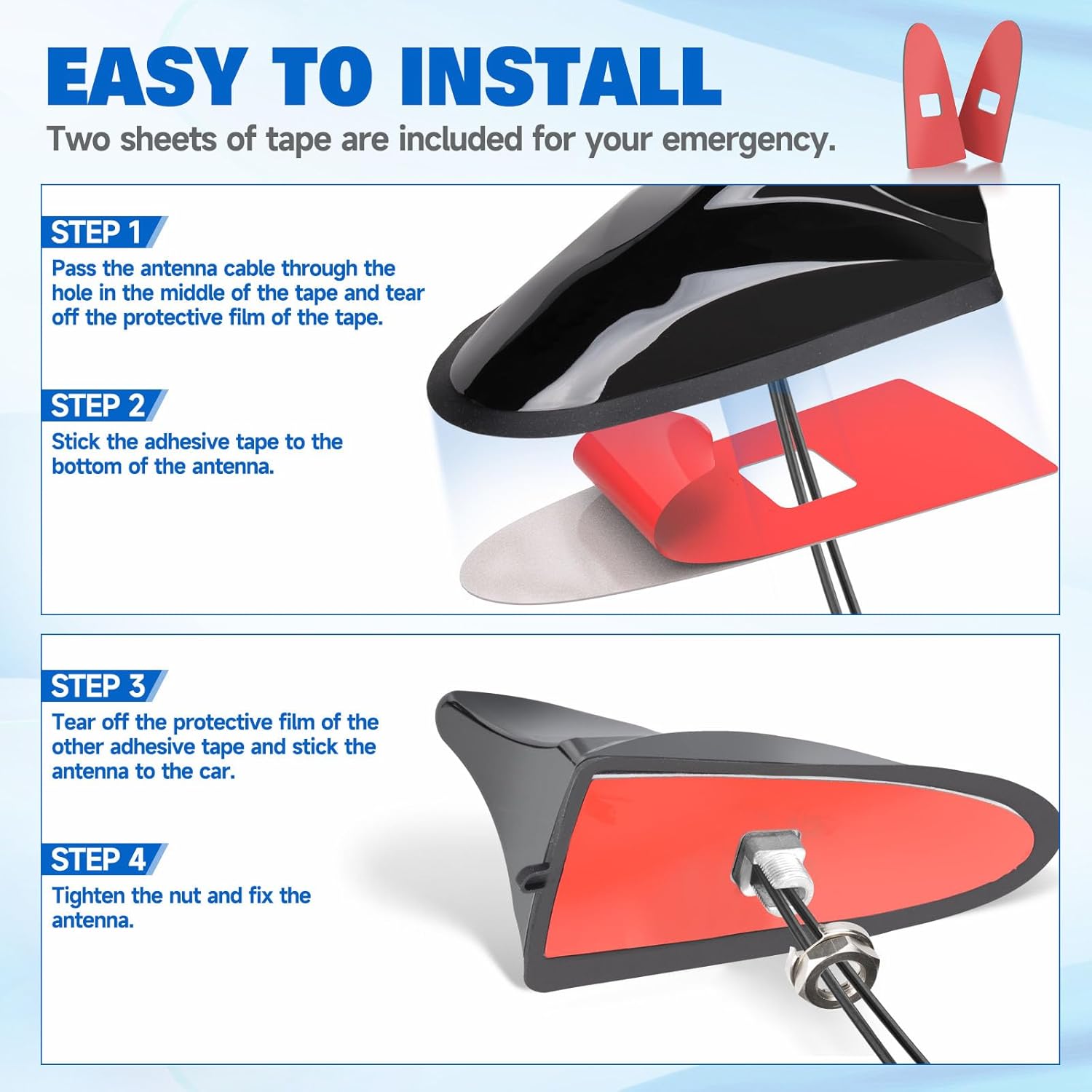 Eightwood DAB/DAB+ Antenne Autoradio Antennensplitter AM/FM GPS Dachantenne Shark Antenne Auto mit Signal Verstärker Von KFZ Haifischflosse Antenne SMB Stecker SMA Adapter DIN mit Extension Kabel 5M