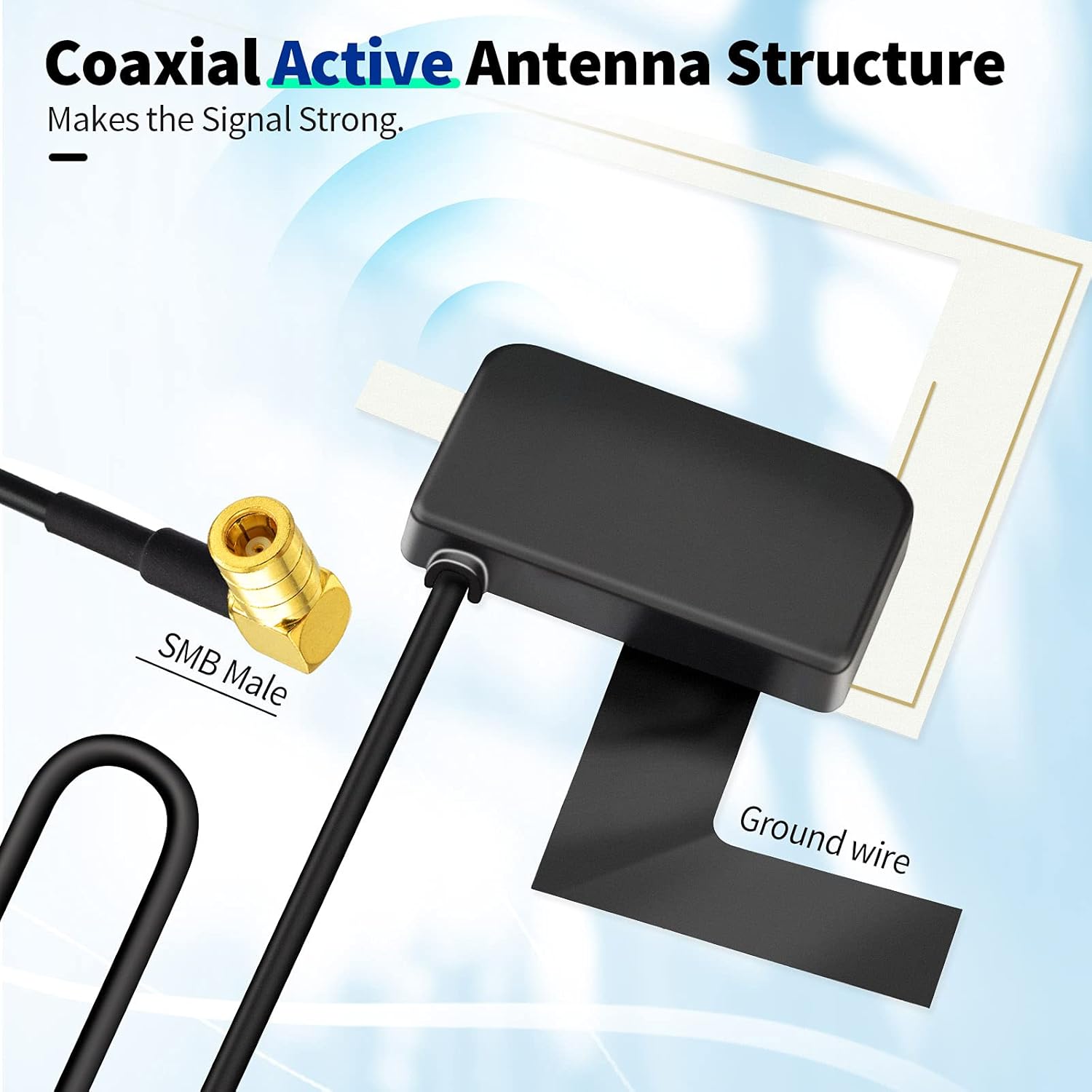 Eightwood DAB Antenne DAB Antenne Auto SMB Digtial DAB Autoradio Antenne mit 3 Meter DAB Scheibenantenne Glass Mount für Blaupunkt Pioneer Clarion Alpine MEHRWEG