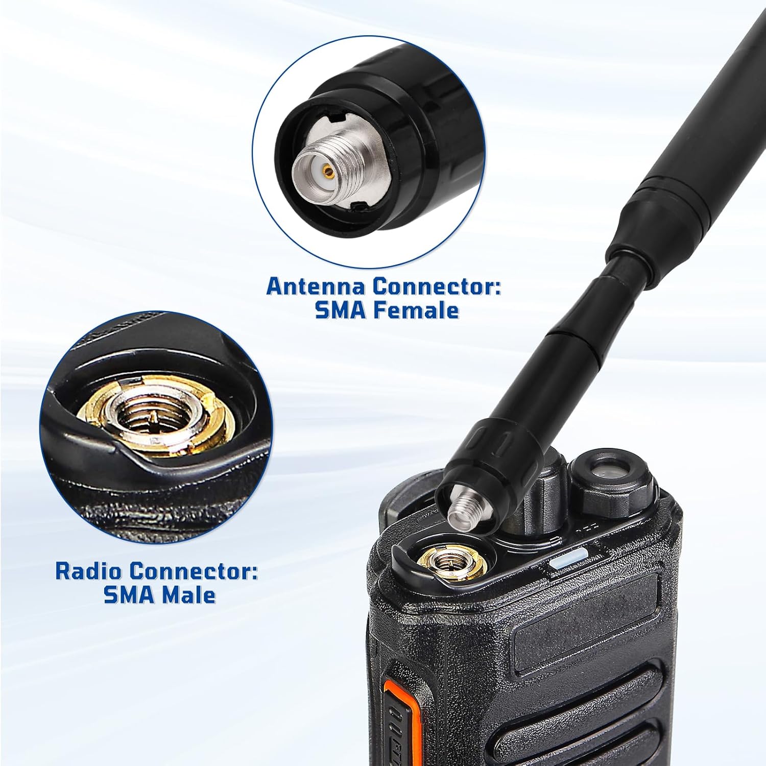 Eightwood Walkie Talkie Antenne Dual Band Radio Antenne Handheld Radio Antenna 144/430 MHz Funkgerät Antenna SMA Telescopic Antenne für Amateurfunk Baofeng UV-82 UV-5R Quansheng Portable