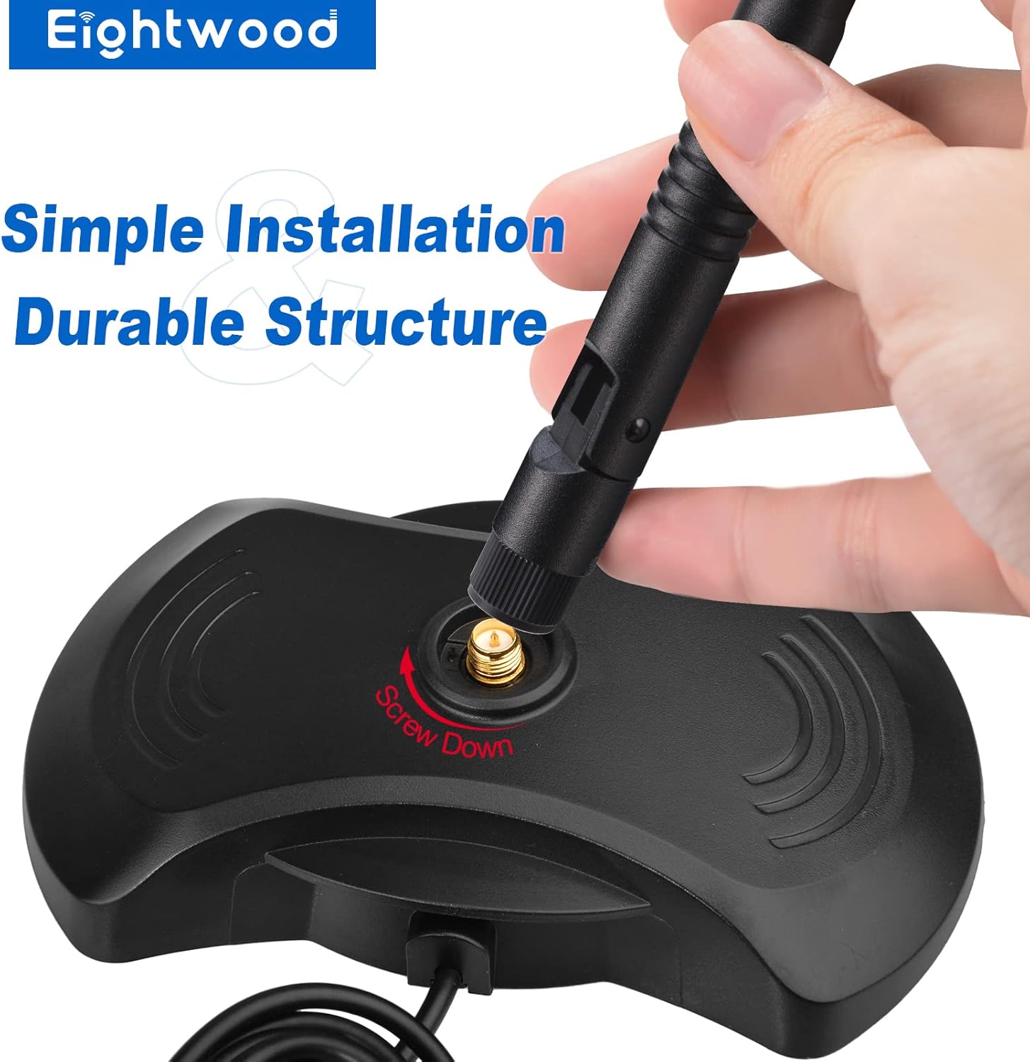 Eightwood Antenne WiFi 2.4G/5.8G RP-SMA Antenne 12dBi Tilt-and-Roll WLAN Antenne mit Basis Magnetica für Scheda WiFi Schede PCI WiFi Router Wirelesse Bluetooth ZigBee