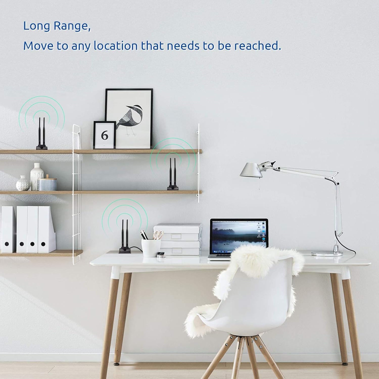 Eightwood WiFi Antenne 2.4G / 5.8G Dual Frequency Magnetic 6dBi RP-SMA Adapter 2m Verlängerungskabel für WLAN PCI WiFi Karten Wirelesse Router Bluetooth Dlink