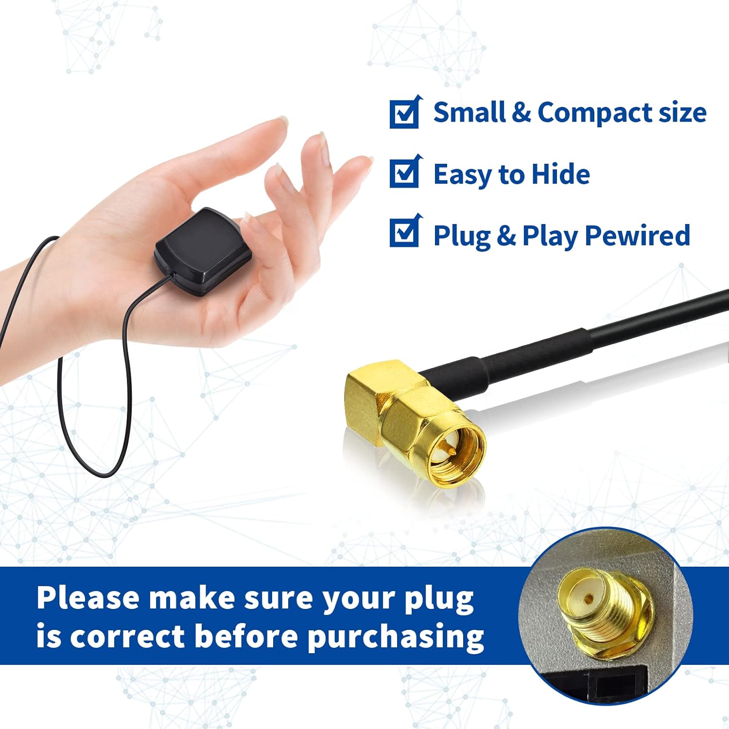 Eightwood GPS Antenne SMA Rechtwinklig Antenne mit 3 Meter SMA Rechtwinklig Kabel Verlaengerung Kompatibel mit Golf GPS Navigation System GPS Receivers Auto DVR GPS Modul Tracking Antenne MEHRWEG