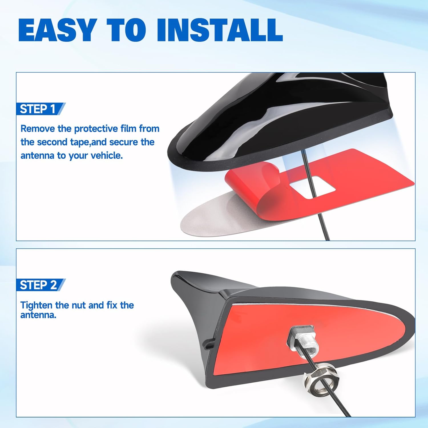 Eightwood Aktive DAB/DAB+ Antenne Shark Antenne Auto Digital Radio FM Antenna Auto Dachantenne Autoantenne mit Verstärker with SMB Stecker DIN Adapter Autoradio Splitter 5M Verlängerung Kabel