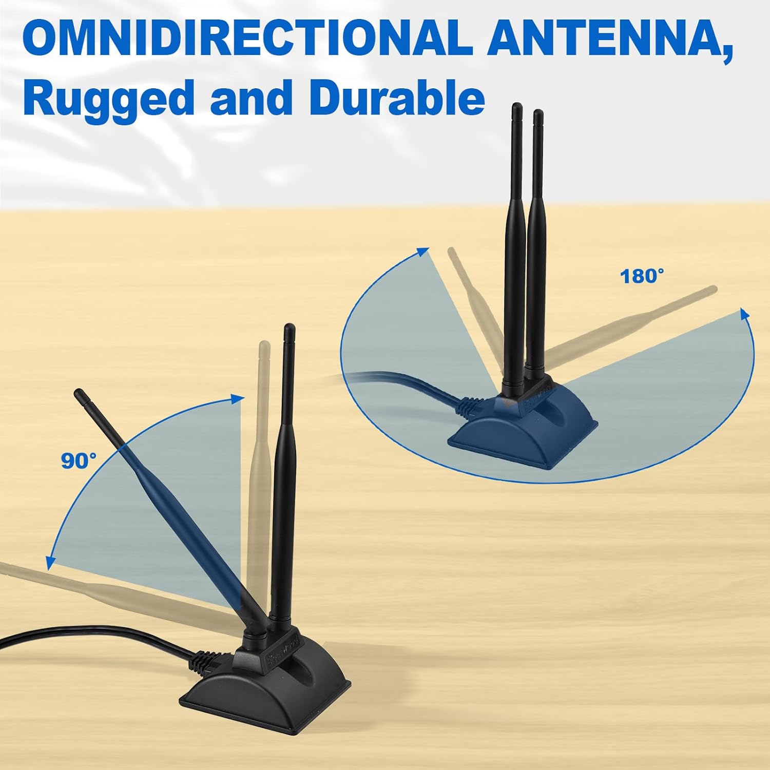 Eightwood WiFi Antenne 2.4G / 5.8G Dual Frequency Magnetic 6dBi RP-SMA Adapter 2m Verlängerungskabel für WLAN PCI WiFi Karten Wirelesse Router Bluetooth Dlink