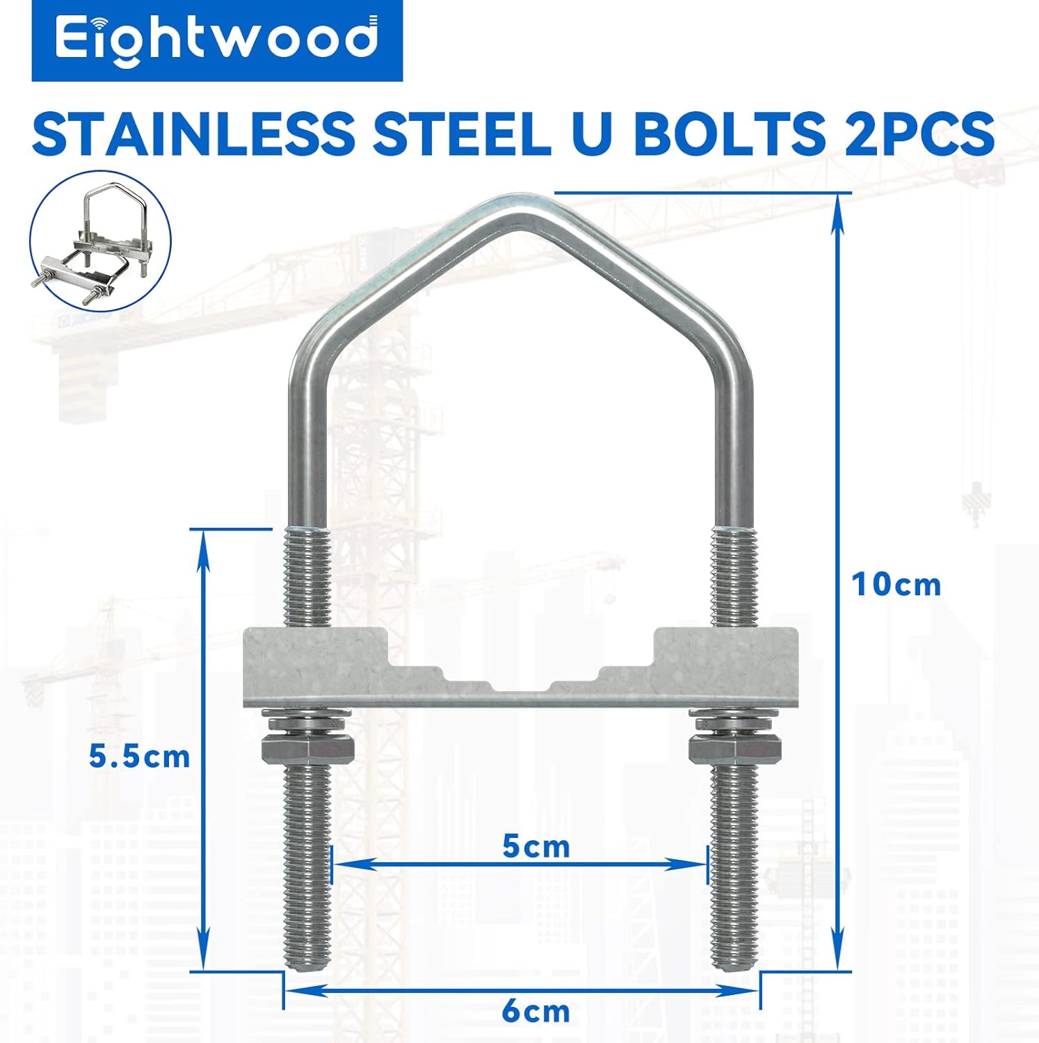 Eightwood U-Bügel Halterungen Befestigungssatz Yagi Antenne Halterung U Halter Aluminium Halter Antennenhalter (3.9" hohe x 2.36" breite ) Mastklammer 2 Stücke für Outdoor Wlan Wifi Yagi Antenne