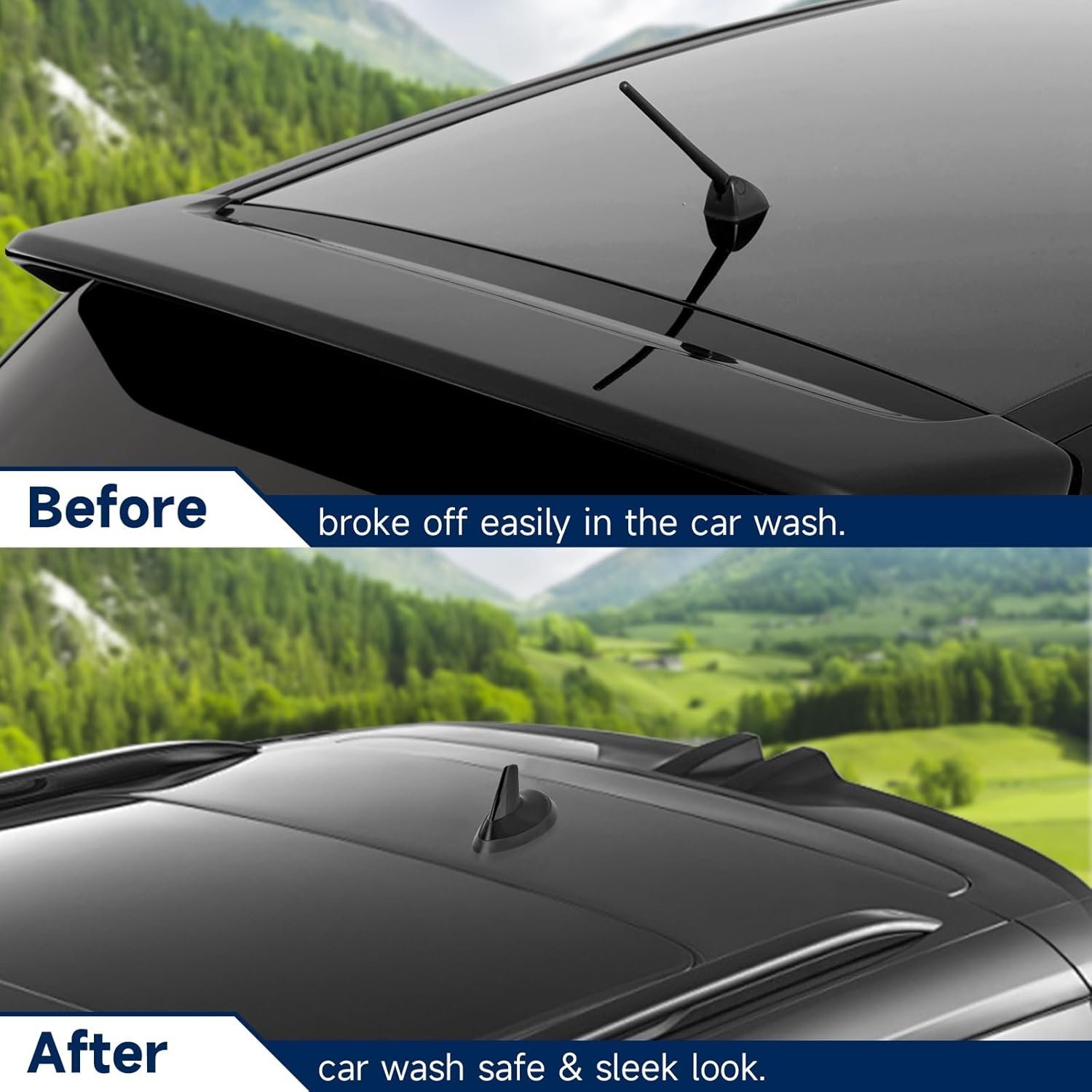 Eightwood FM/AM Dachantenne Shark Antenne Auto mit Signal Verstärker Autoradio Antennensplitter Von KFZ Haifischflosse Antenne DIN Adapter mit Verlängerungskabel 20CM