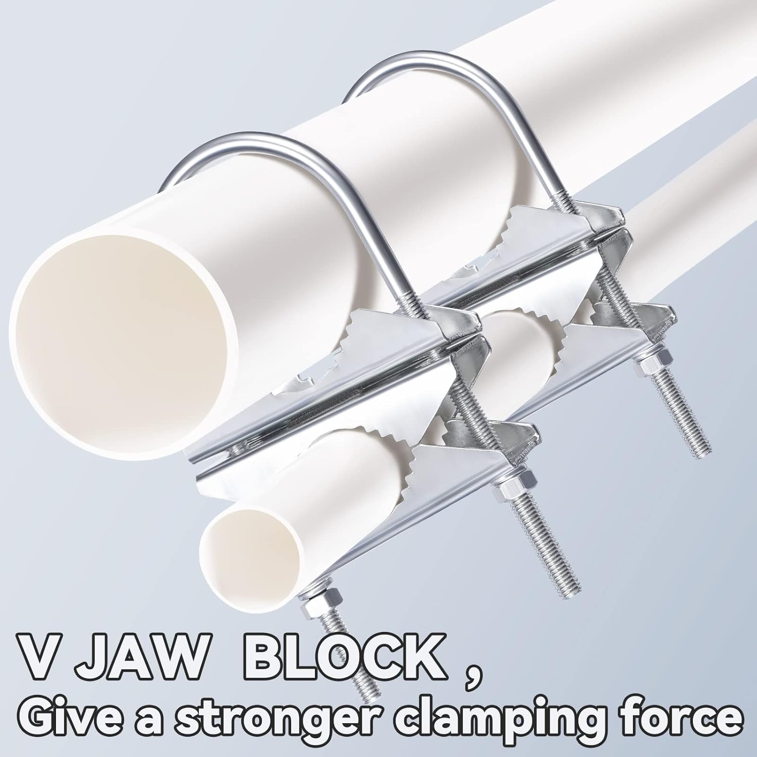 Eightwood V Jaw Block Double Aerial Mast to Mast Clamp (2 Set) U Bolt Anti Rust Finish for TV CB Amateur Antenna Tube Bracket